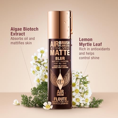 Charlotte Tilbury Airbrush Flawless Setting Spray mist used after makeup to revive appearance.