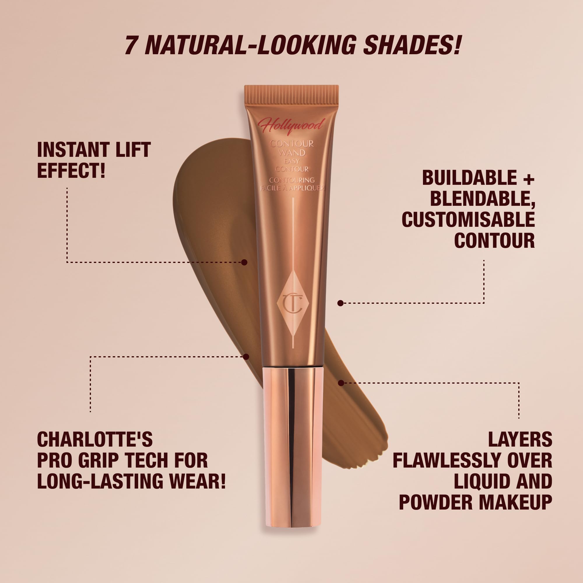 Forehead contouring with the wand delivers soft, natural shading.