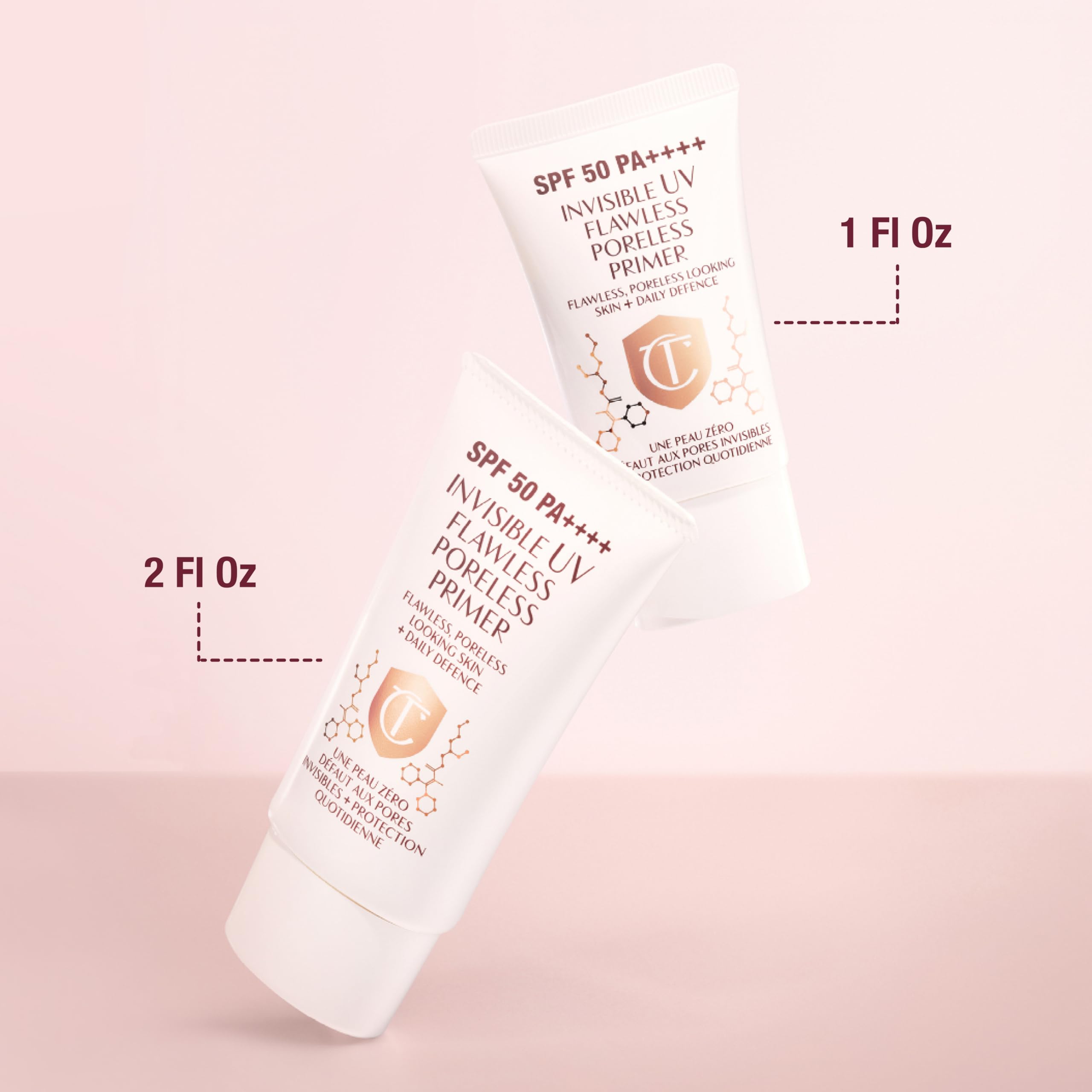 Charlotte Tilbury Invisible UV Flawless Primer CITYSTEM packaging icon indicates pollution defense.