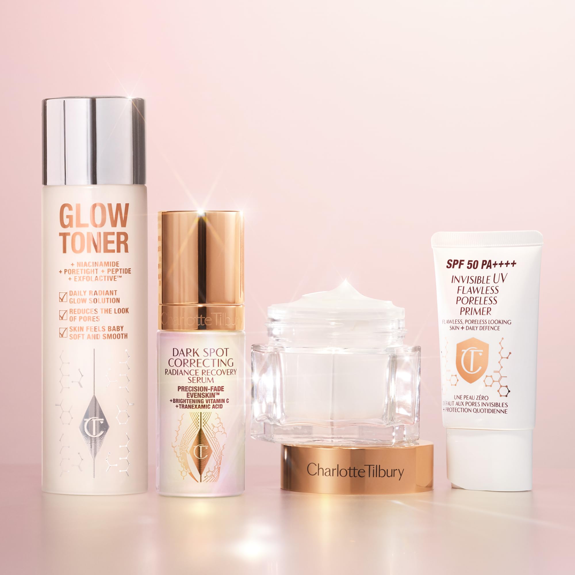 Charlotte Tilbury Invisible UV Flawless Primer pump-dispense demonstrates easy daily use.