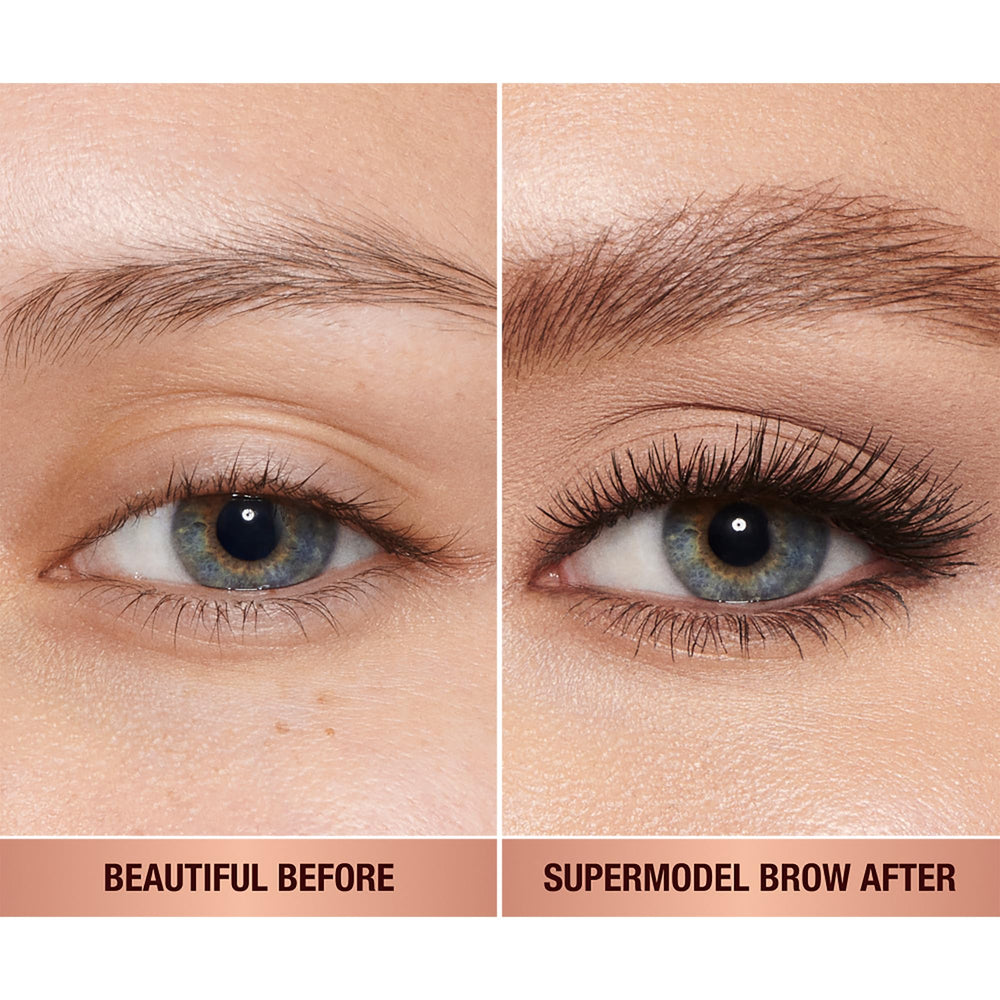 Charlotte Tilbury Legendary Brows soft brown shade complements dark blonde to brown brows.