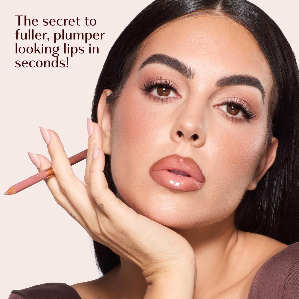 Charlotte Tilbury Lip Cheat Contour Duo packaging close-up showing dual shades travel-friendly.