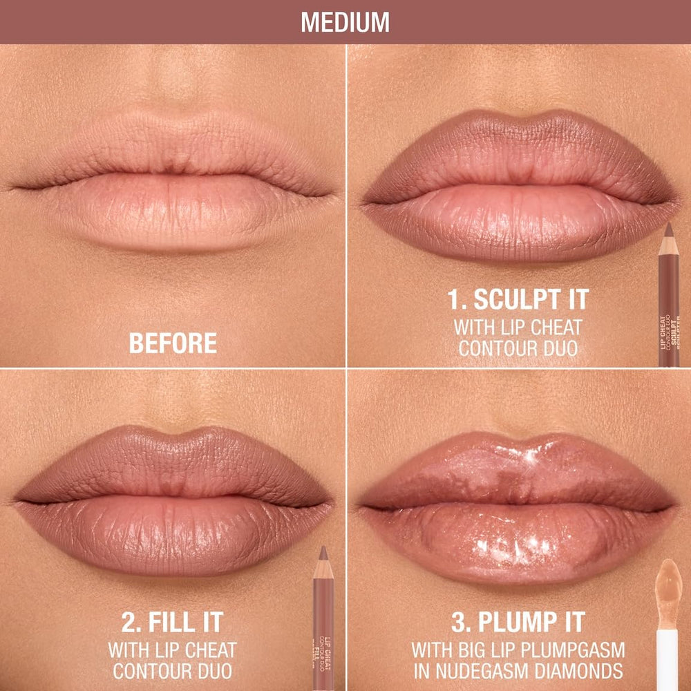 Charlotte Tilbury Lip Cheat Contour Duo sculpt shade outlines lips for natural definition and precise contour.
