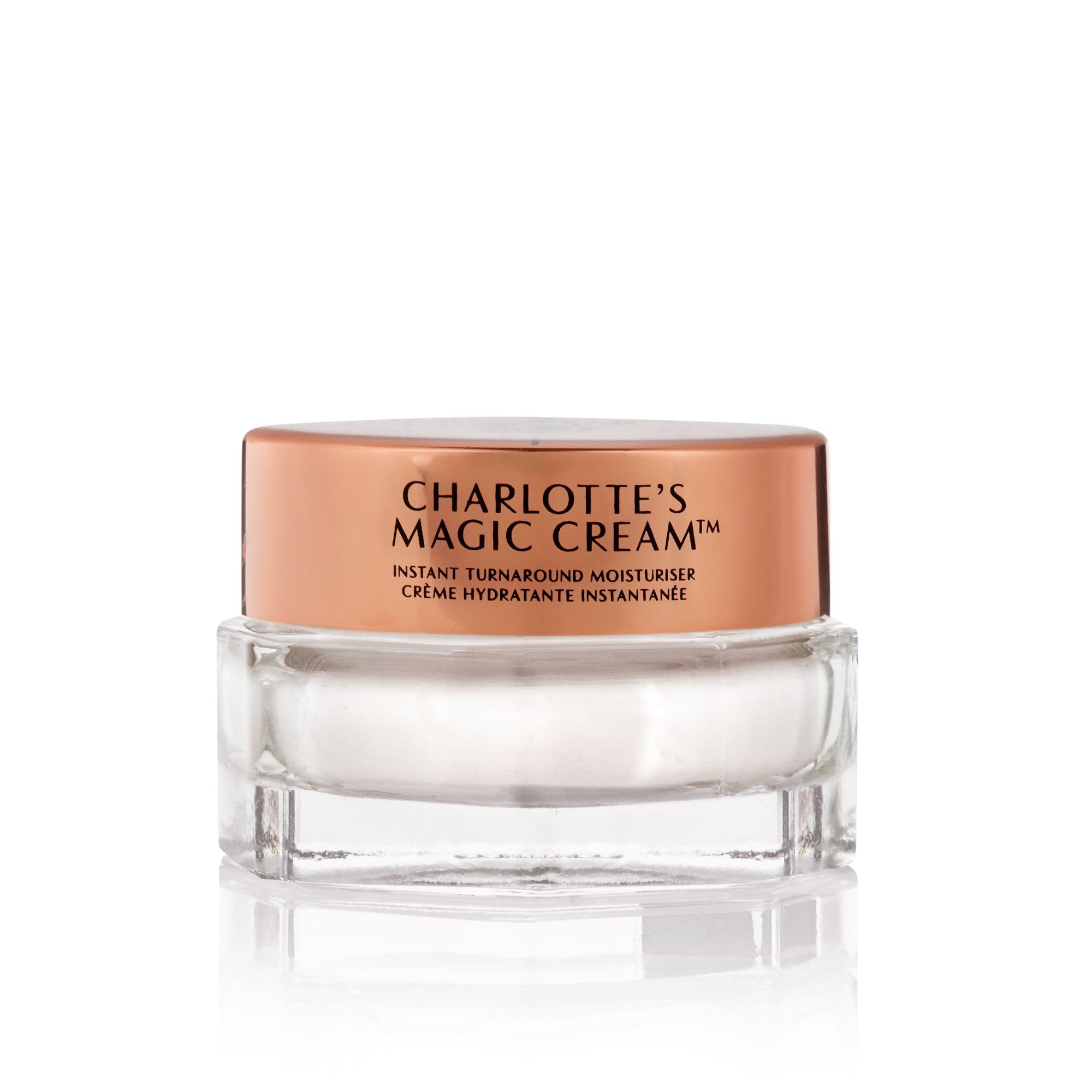 Charlotte Tilbury Magic Cream jar closeup shows rich hydration for all skin types