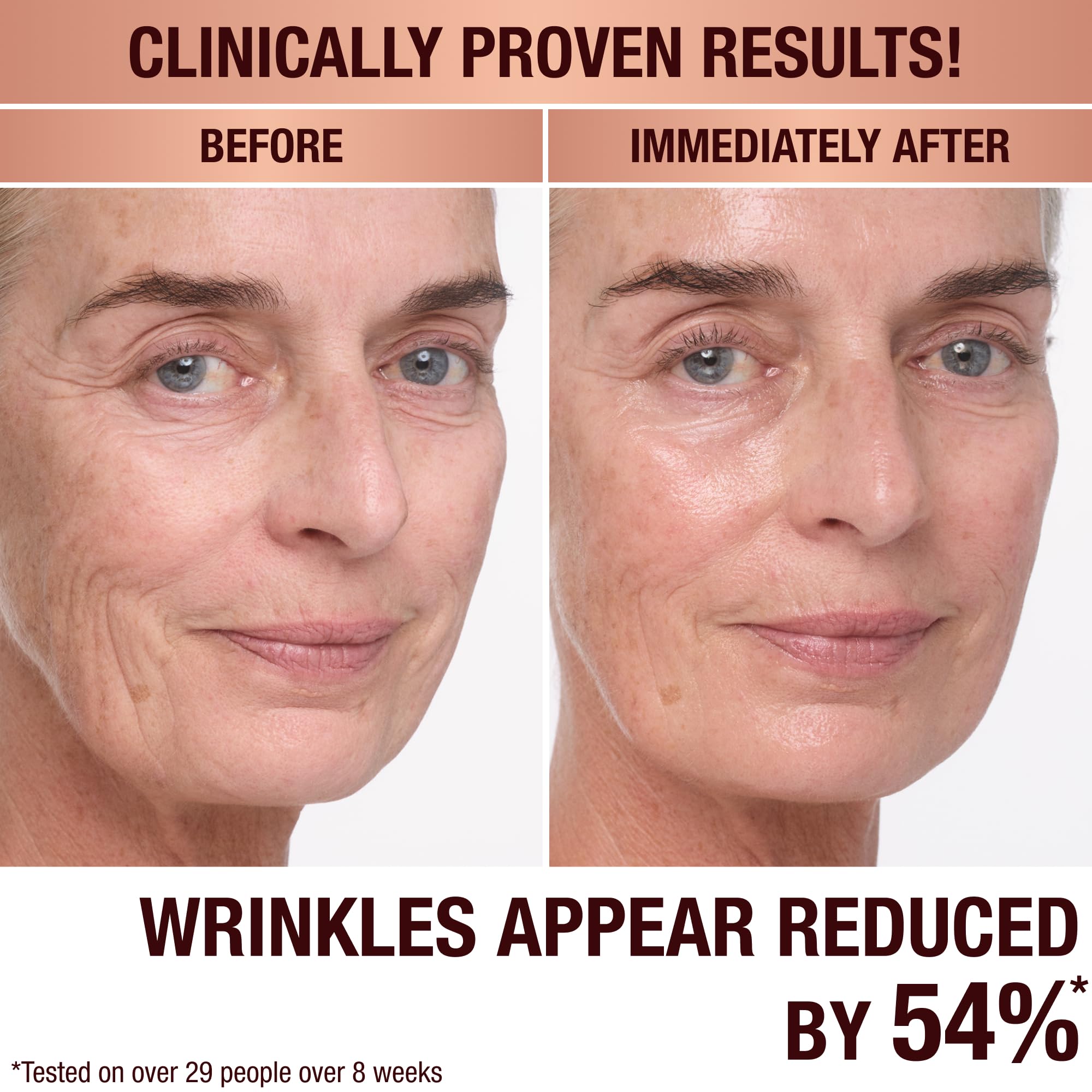 Vitamin C and E emphasize antioxidant protection and healthy glow