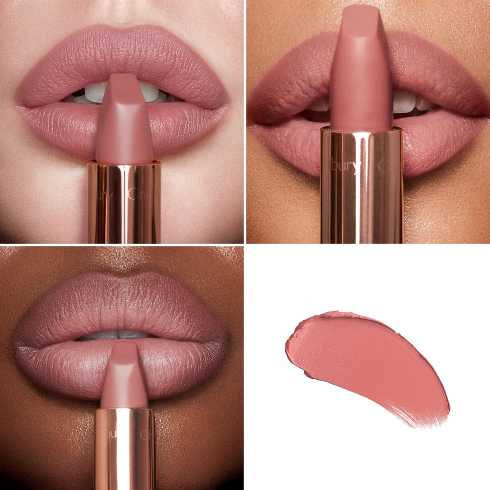 Pillow Talk Original swatch shows warm nude-pink shade with luminous matte finish