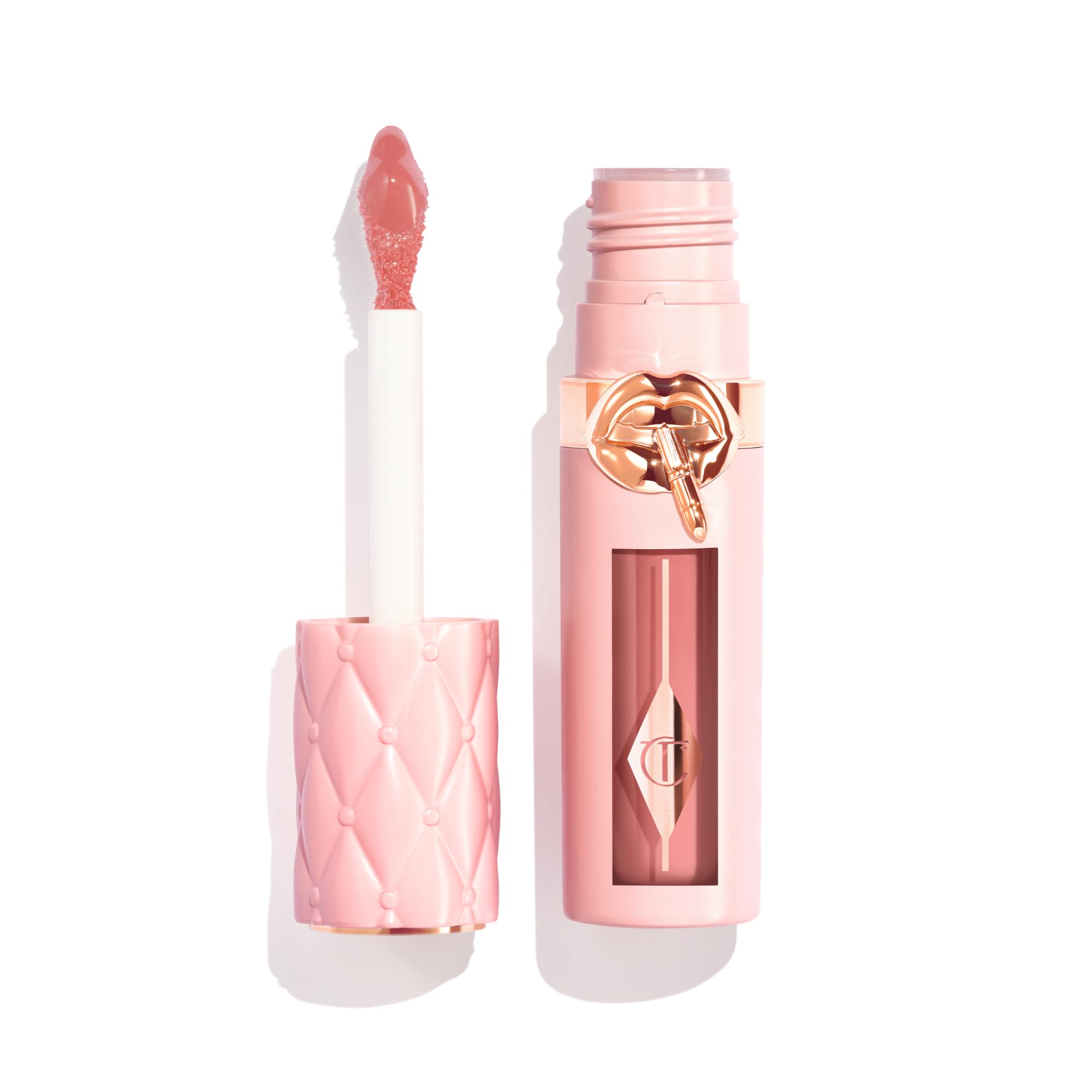 Charlotte Tilbury Pillow Talk Plumpgasm bottle with glossy finish for a voluminous pout.
