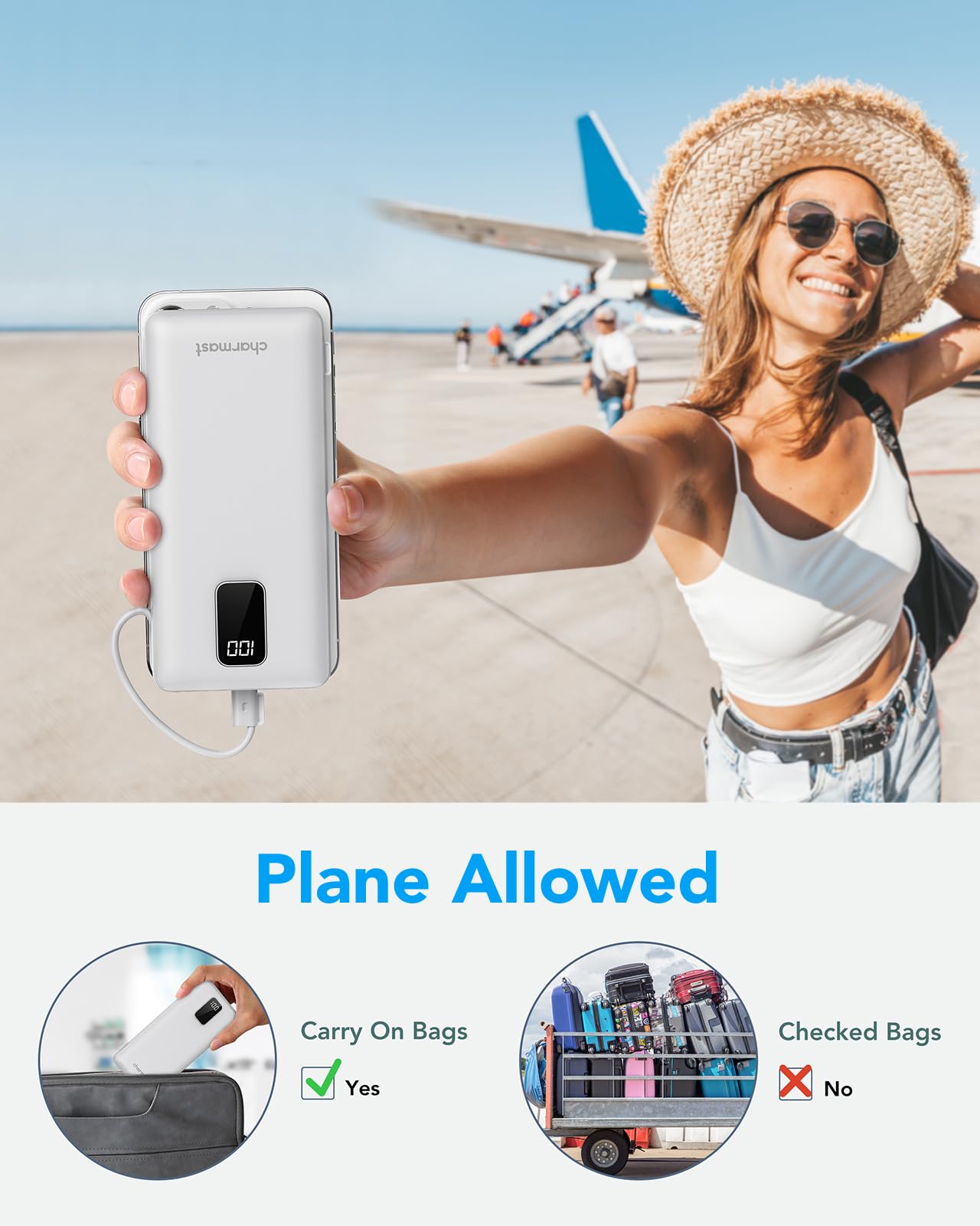 Charmast 10000mAh capacity powers devices multiple times between charges.