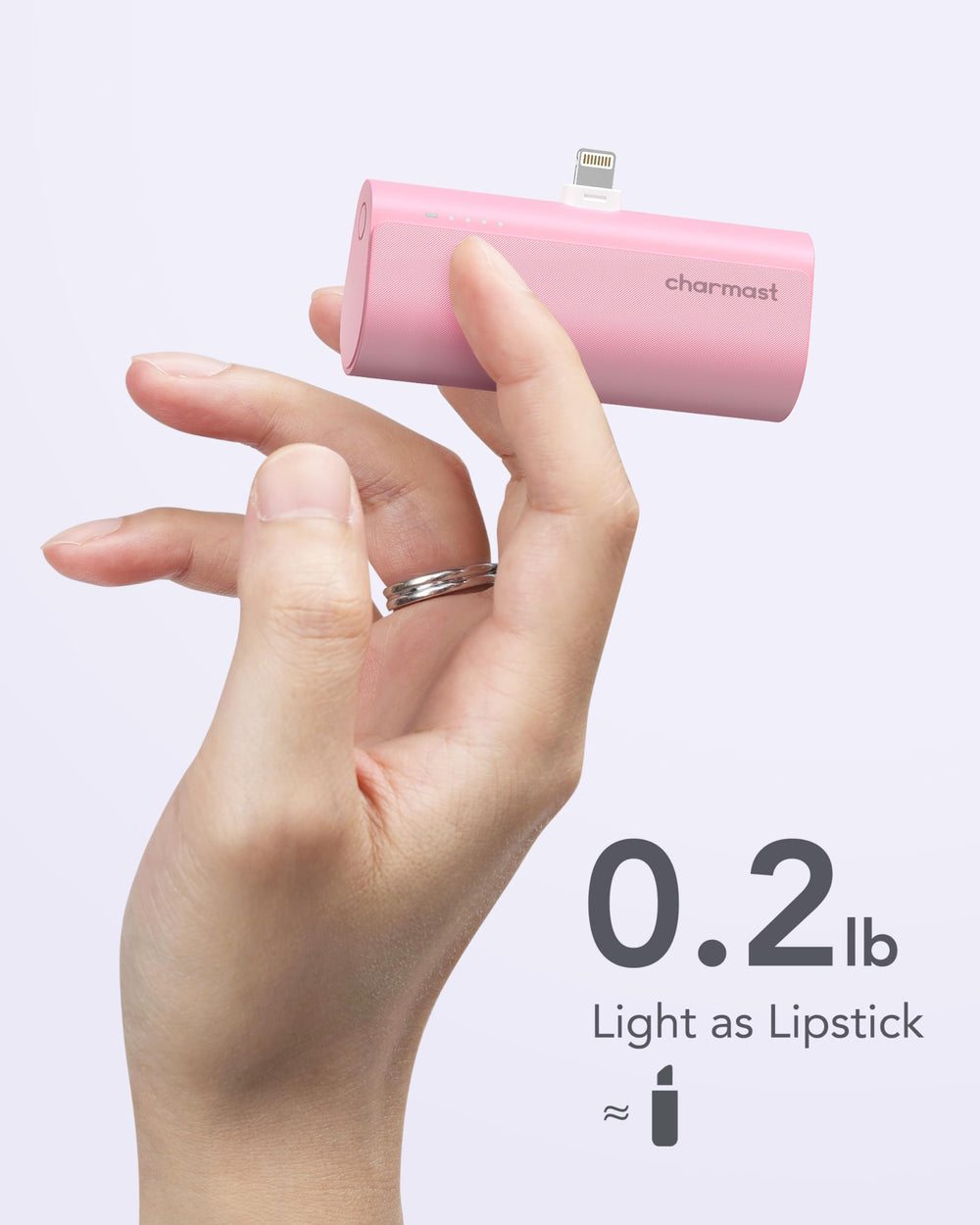 Charmast 18W fast recharge input compatibility shows quick refill with compatible charger.