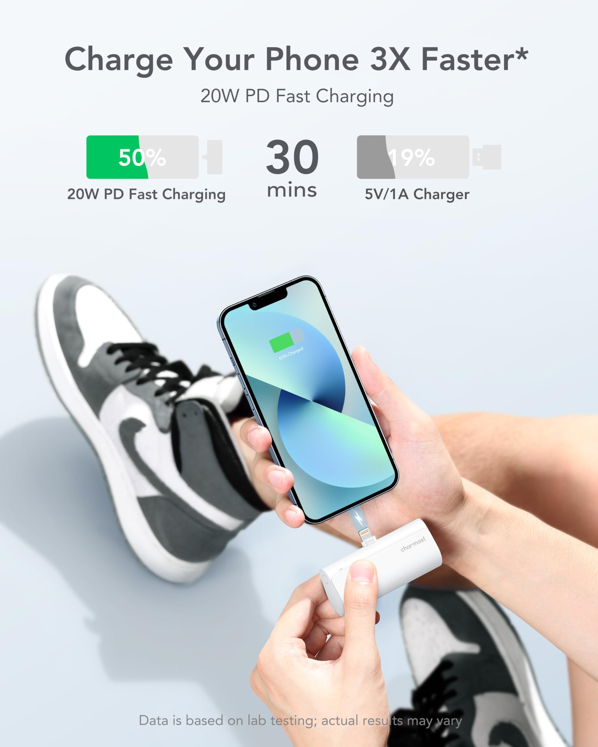 Charmast USB-C input port for fast power bank recharge