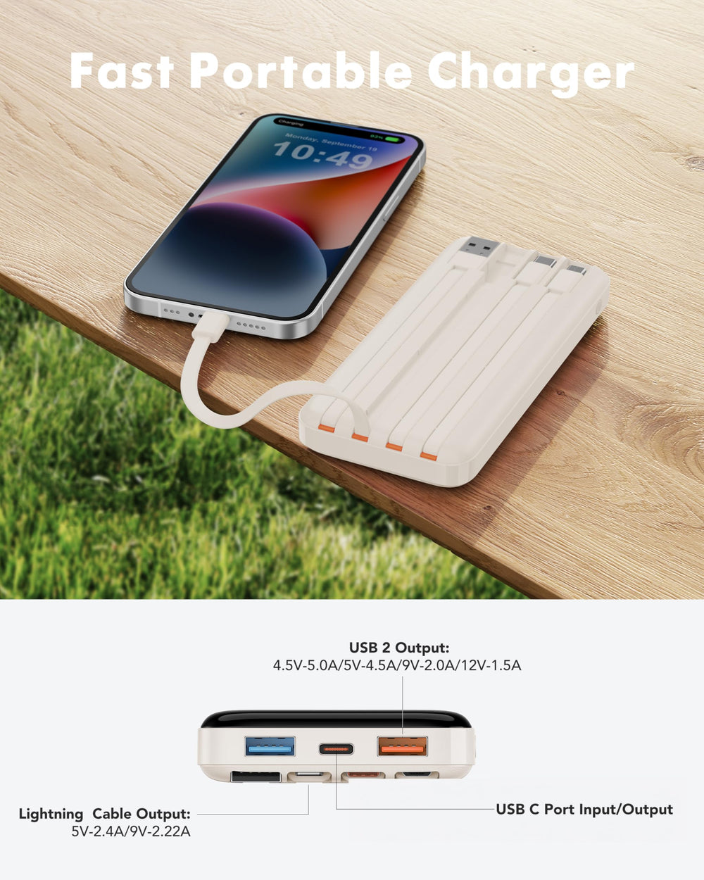 Charmast 20000mAh portable charger travel pouch included for easy organization.