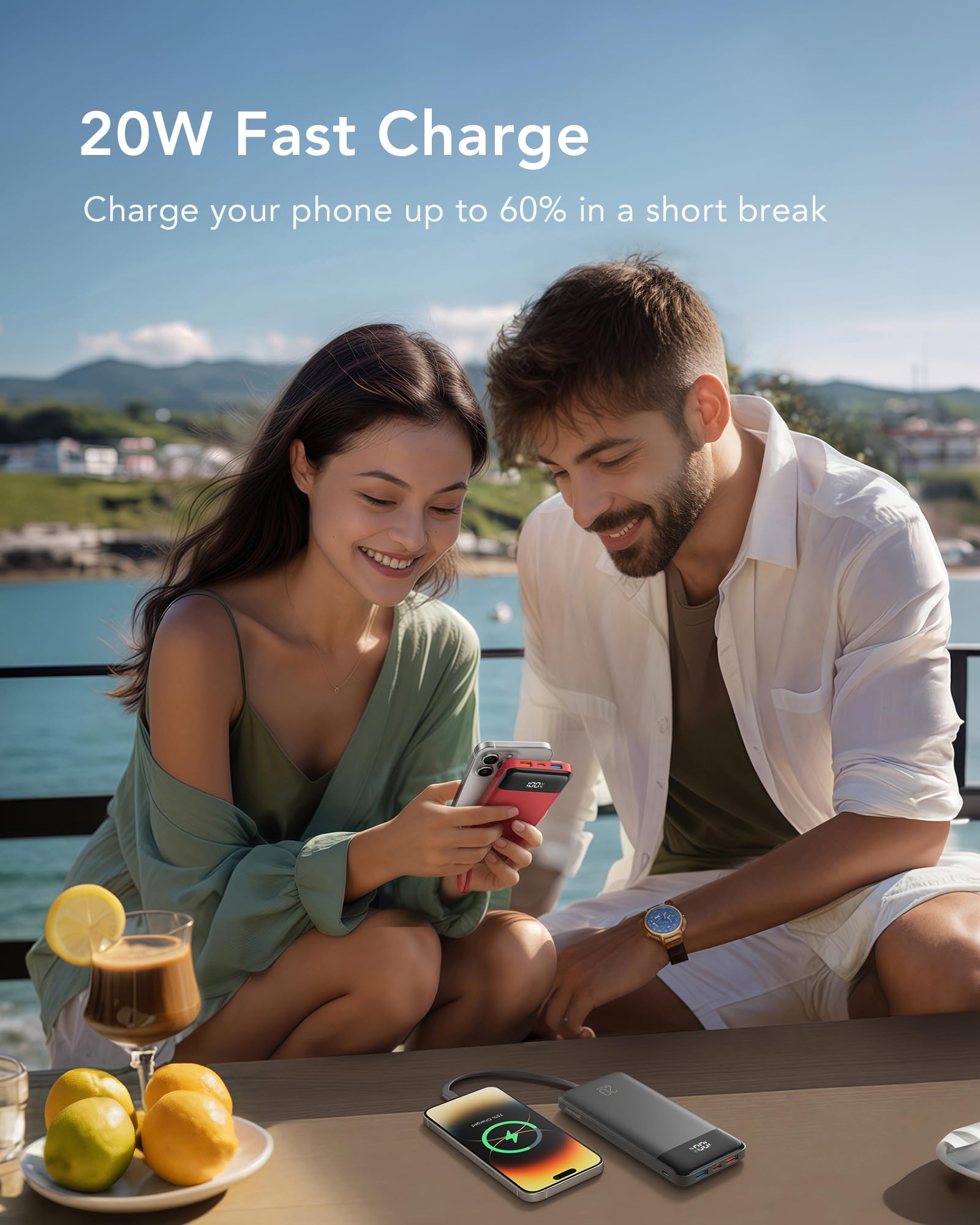 Charmast dual voltage power bank supports worldwide use on trips.