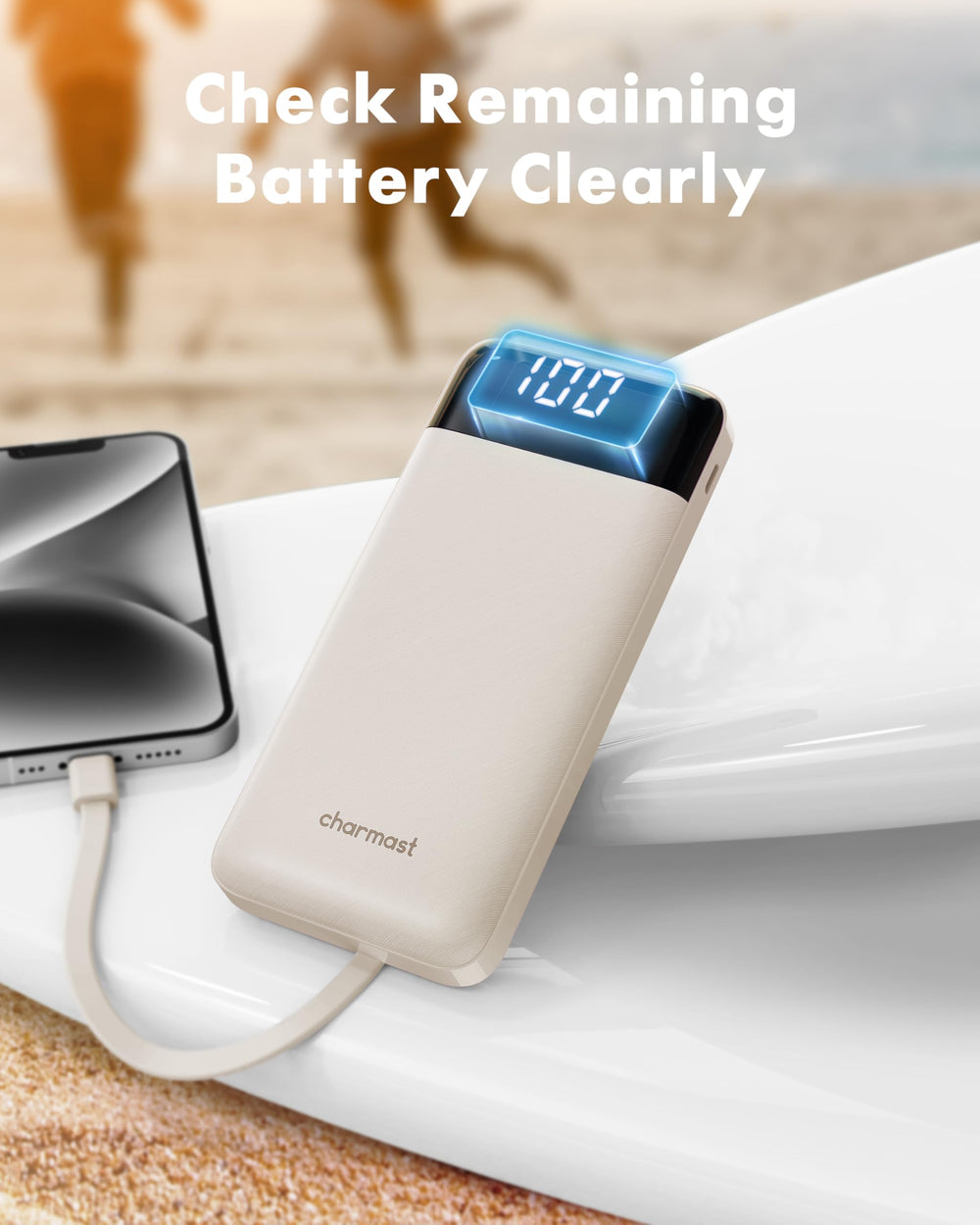 Charmast built-in cables supporting iPhone, USB-C and Micro devices