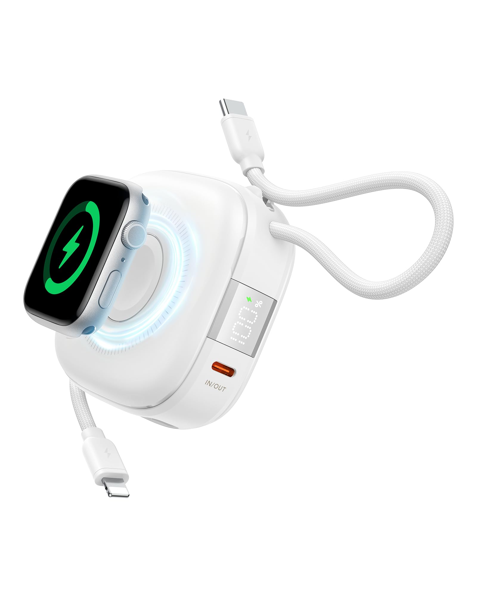 Charmast magnetic power bank front view showing compact design for on the go