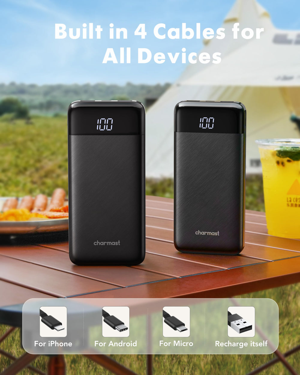 Charmast 3-inputs design provides flexible recharging options.
