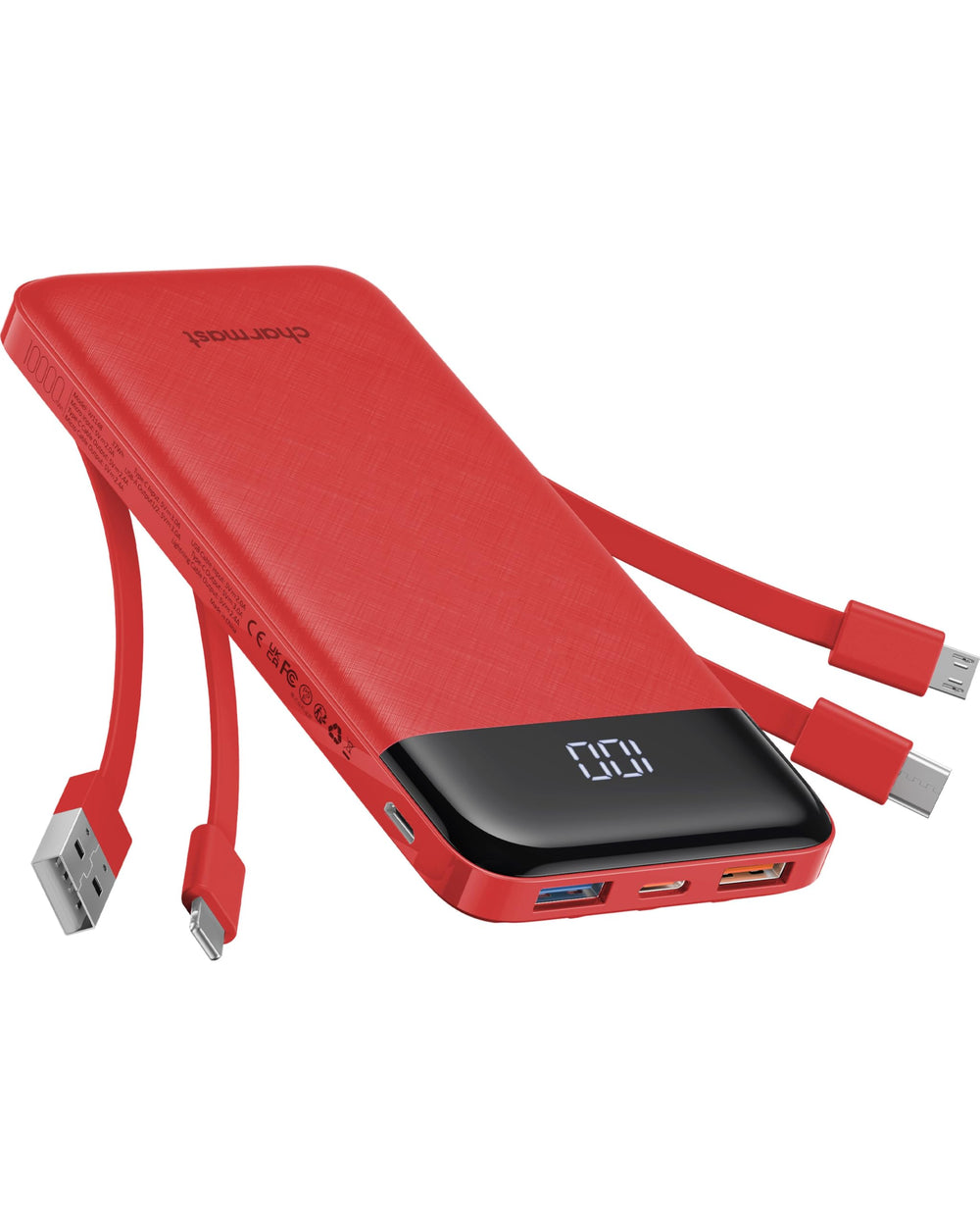 Charmast portable charger with built-in cables powering devices on the go
