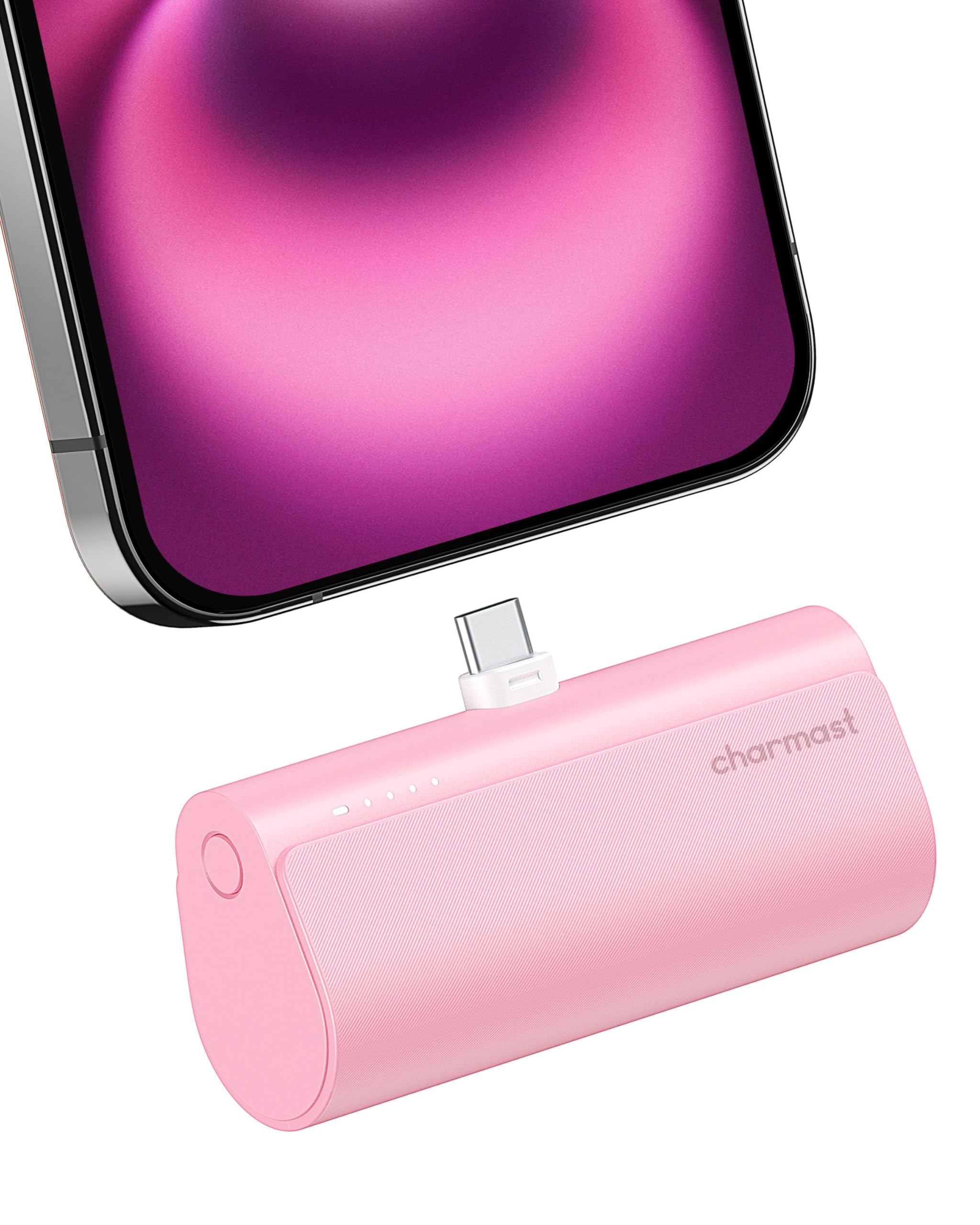 Charmast portable charger with built-in USB-C for on the go iPhone charging