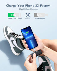 Charmast 18W fast recharge via USB-C input ensures ready-to-go power