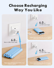 Charmast charger recharge options image highlighting USB-C and Micro-USB inputs