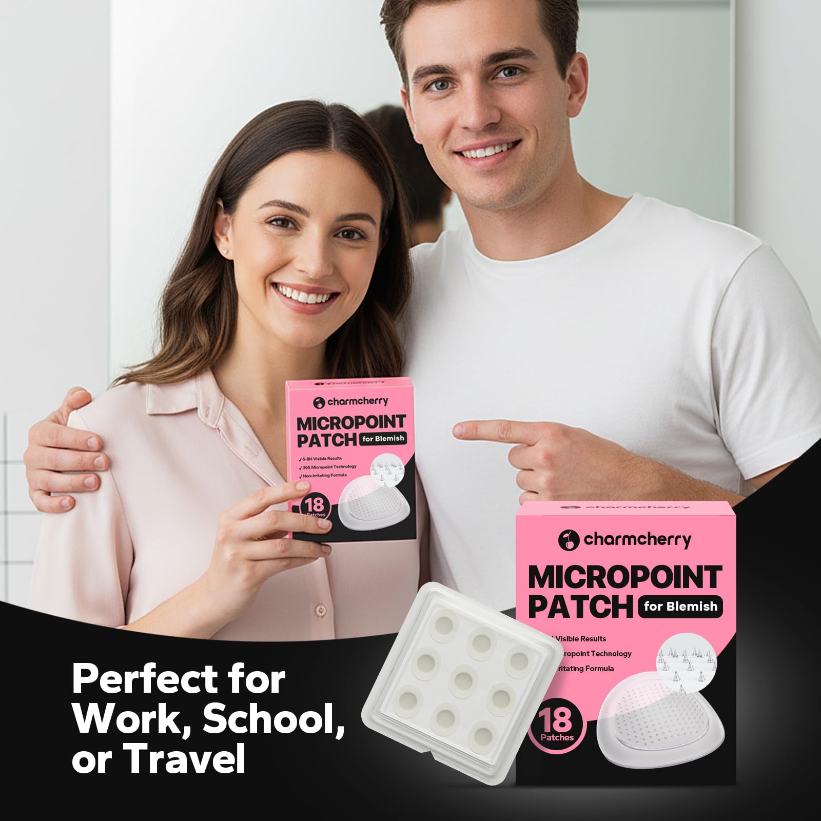 CharmCherry soft adhesive patch comfortable to wear all day or night.