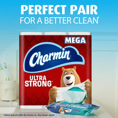 Charmin Flushable Wipes paired with Charmin toilet paper for extra clean finish.
