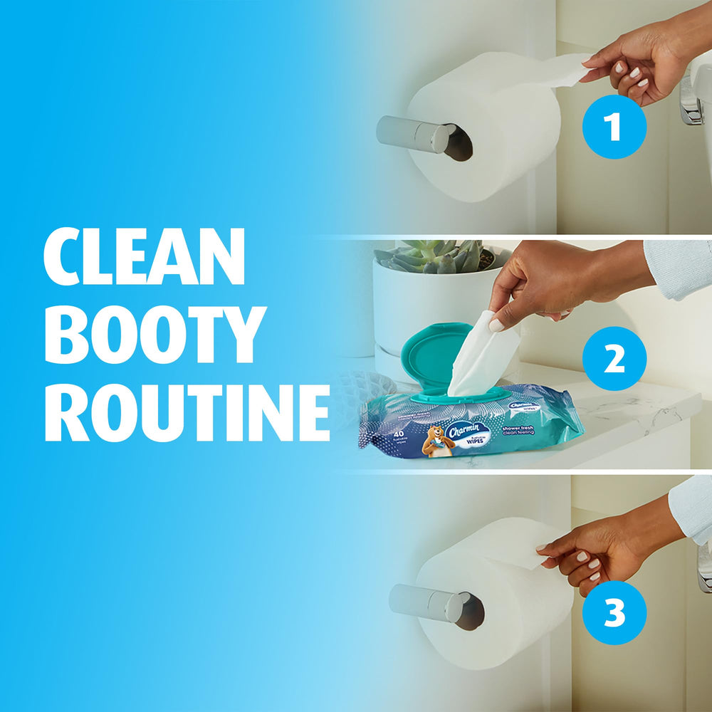 Charmin wipes portable packaging ideal for on-the-go use.