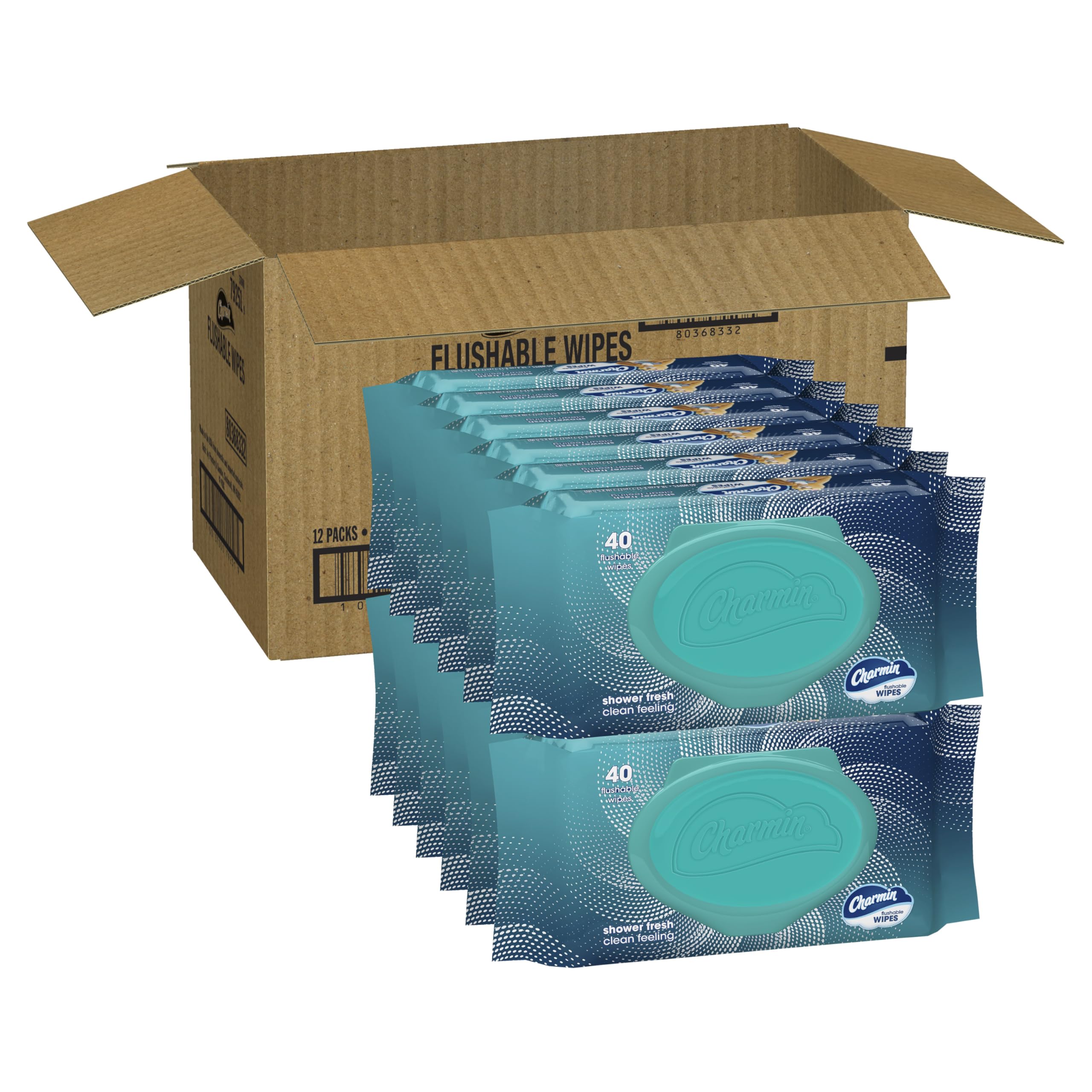 Charmin Flushable Wipes packaging and design on a store shelf
