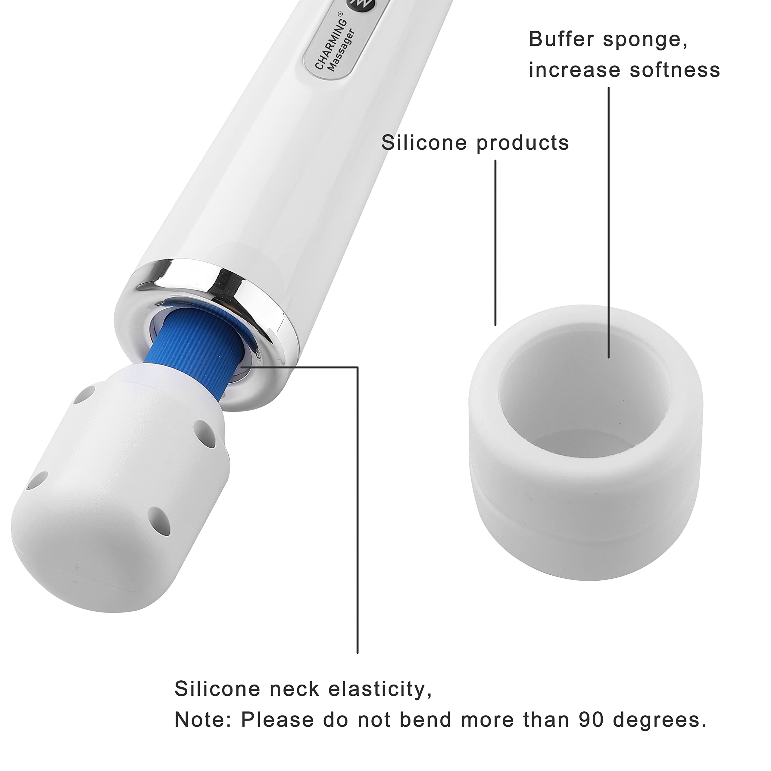 CHARMING back massager soft head removable for comfortable cleaning.