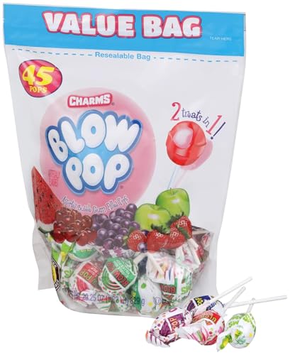 Charms Blow Pop display of assorted flavors for classroom rewards.