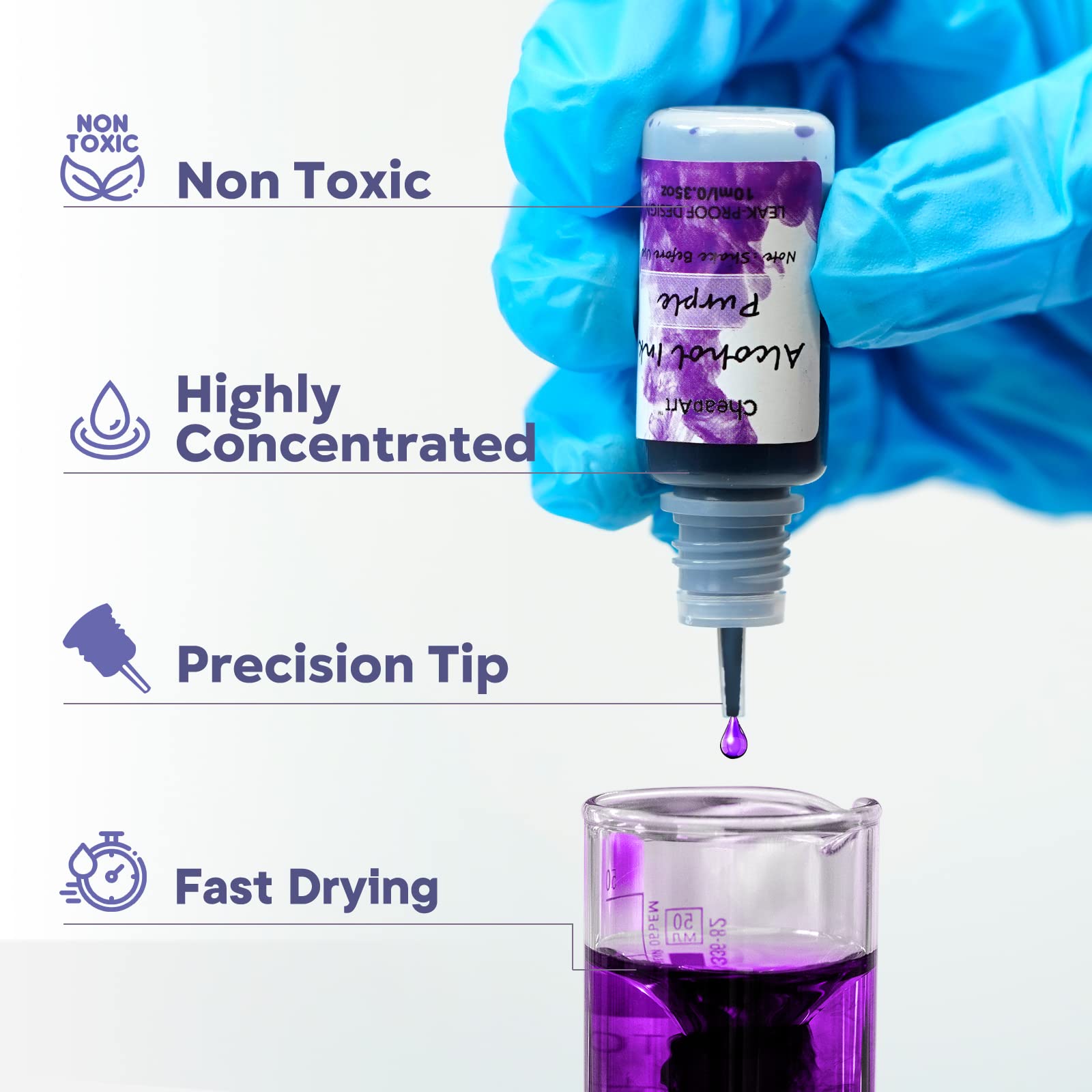 CHEAPART alcohol ink 24-color set enables rich layering in resin art processes