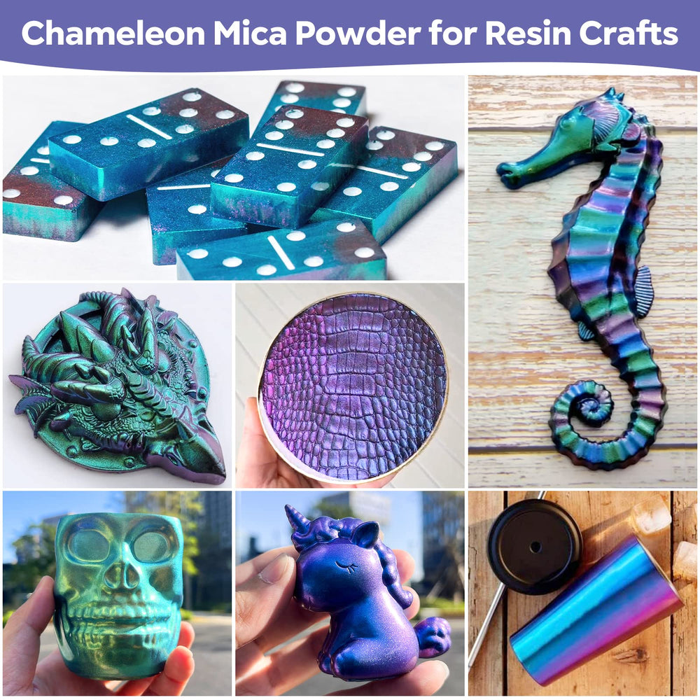 CHEAPART holographic mica powder for epoxy resin creates shimmering color shifts