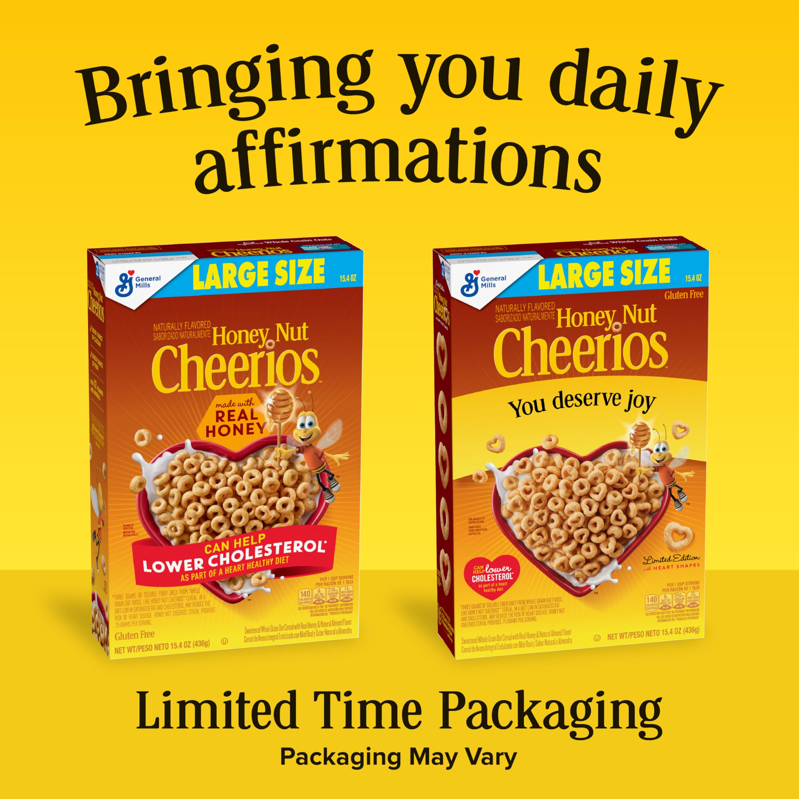 Cheerios affirmations card included to brighten mornings.