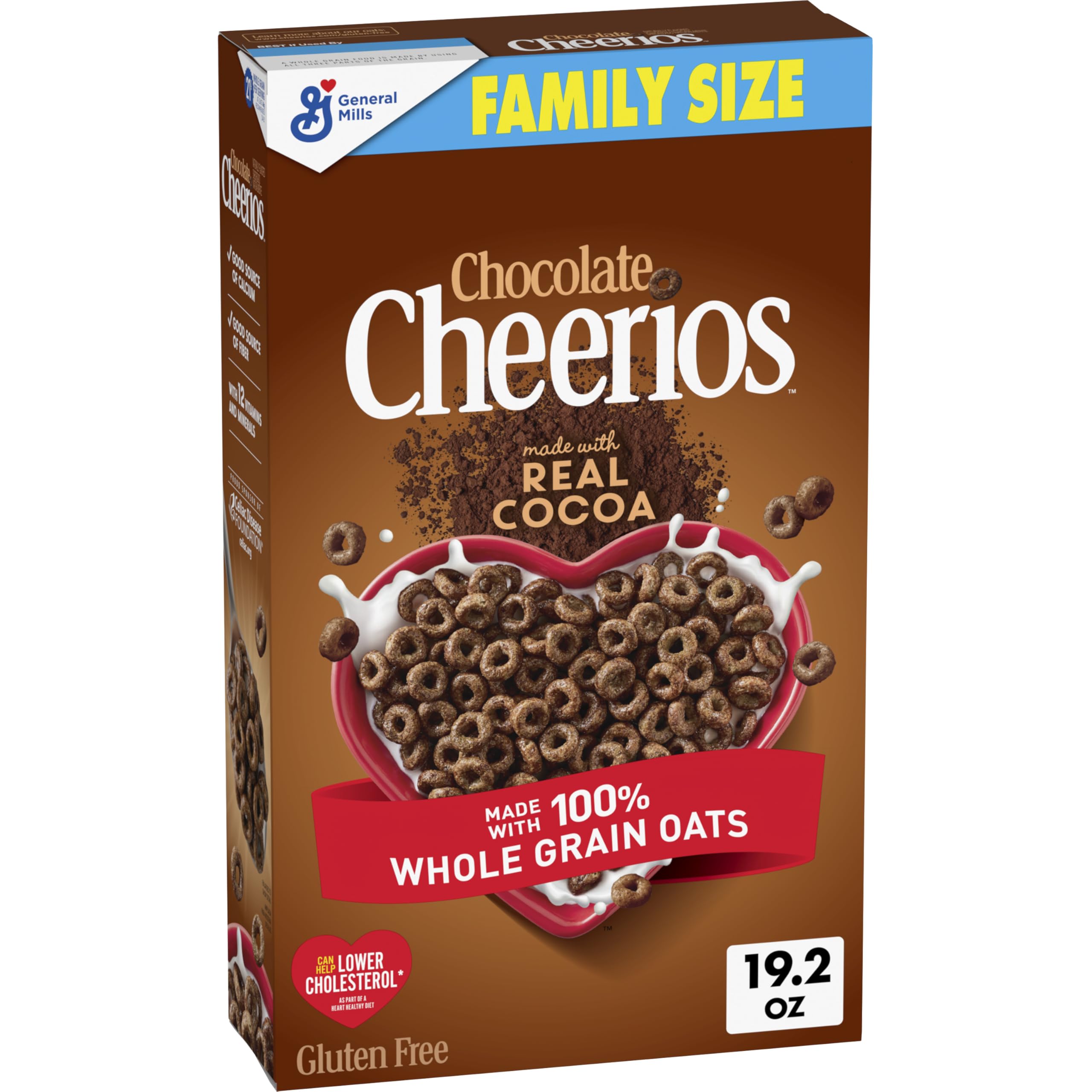 Cheerios Chocolate in a bowl with milk, a tasty gluten-free breakfast option.