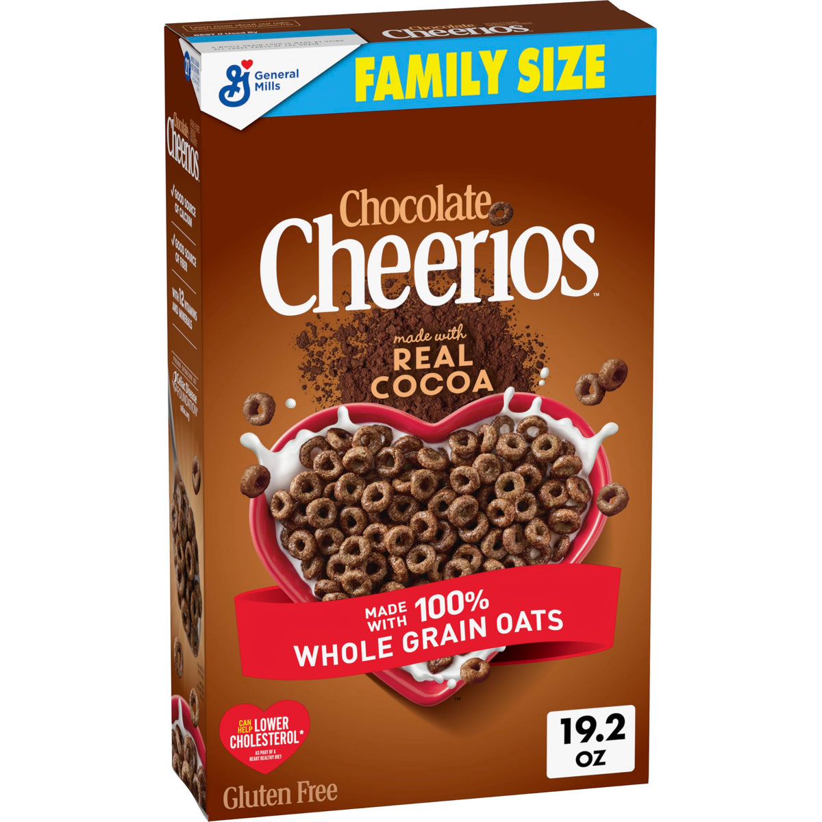 Cheerios Chocolate in a bowl with milk, a tasty gluten-free breakfast option.