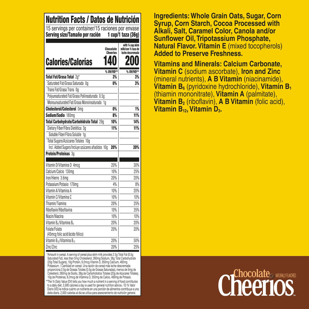 Cheerios Chocolate family-size box ideal for shared breakfasts and snacks.