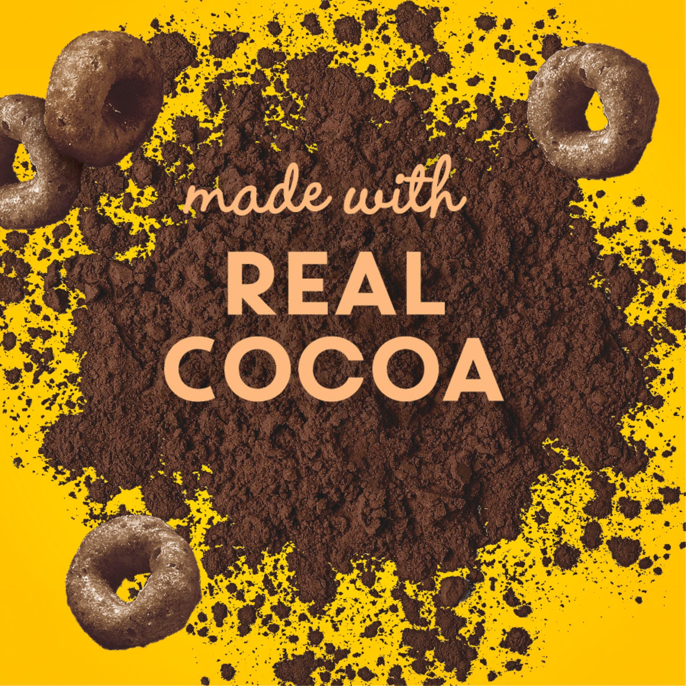 Cheerios Chocolate being poured into a bowl for quick mornings.