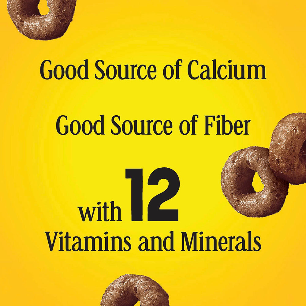 Cheerios Chocolate graphic highlighting 21g whole grain per serving.