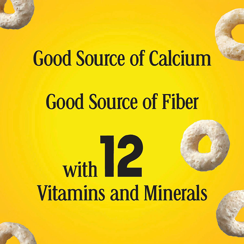Cheerios Frosted and milk, fiber-rich with calcium support.
