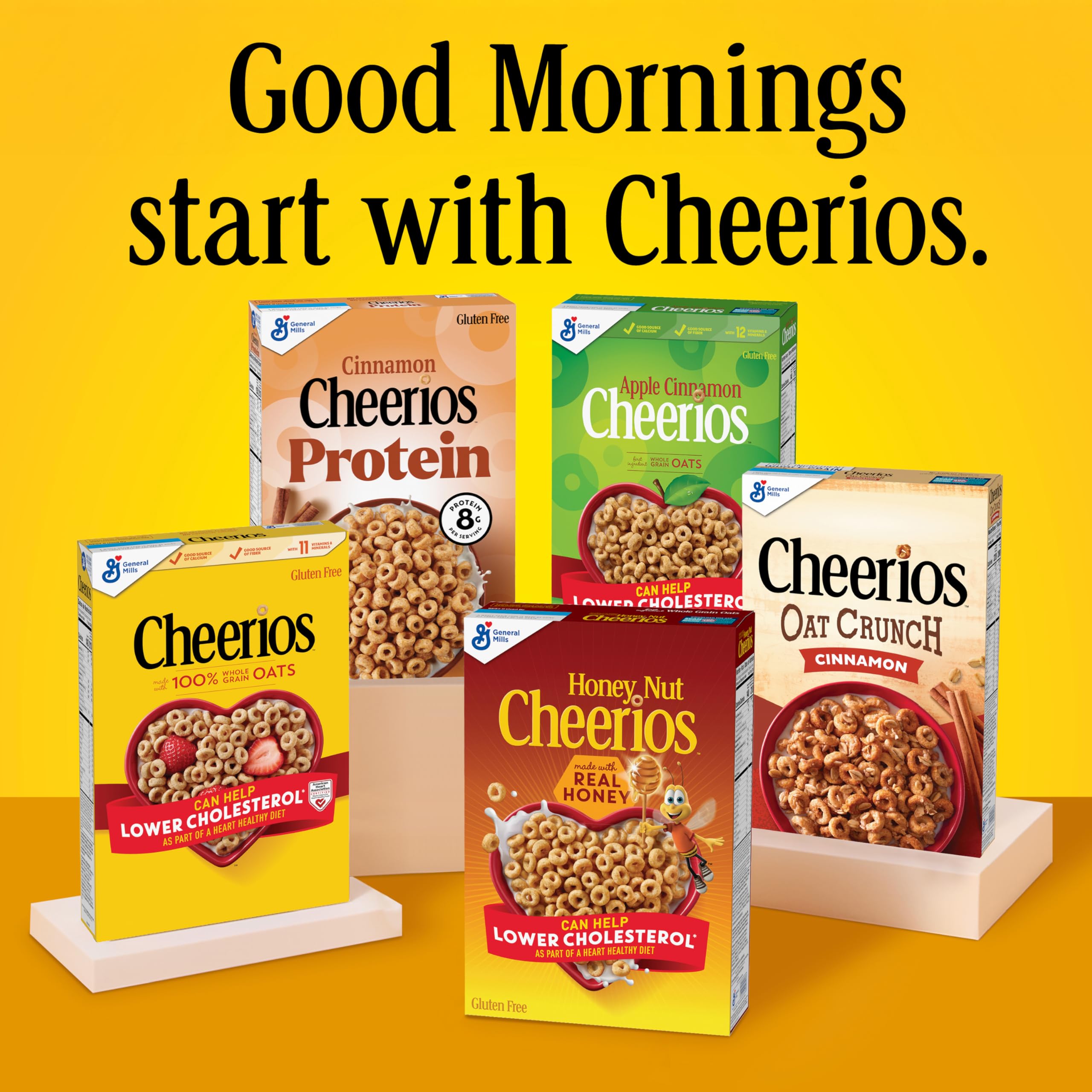 Cheerios Fruity cereal carton on a shelf ready for gluten-free mornings.