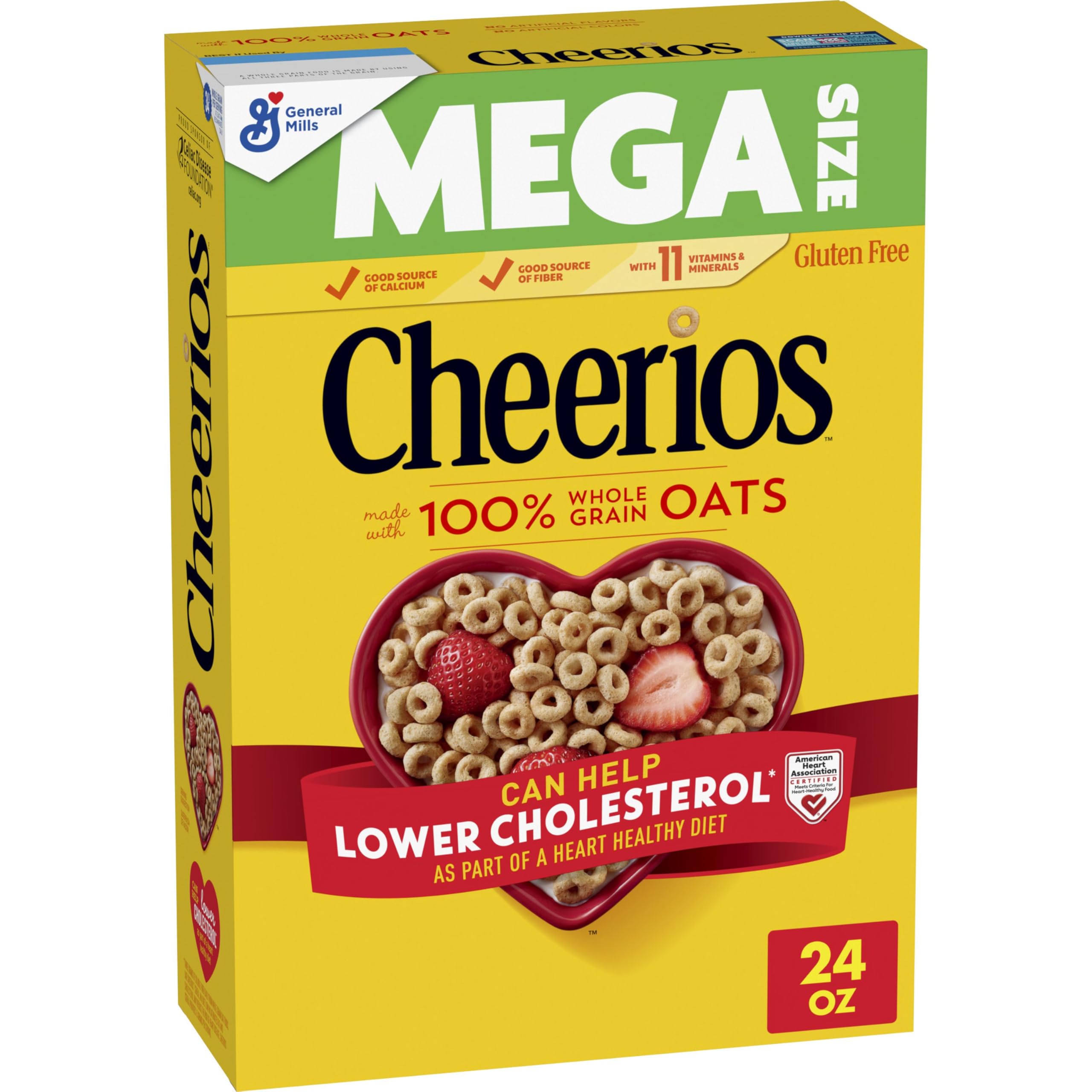 Cheerios Heart Shapes affirmations box, 24 oz, adds daily encouragement to breakfast.