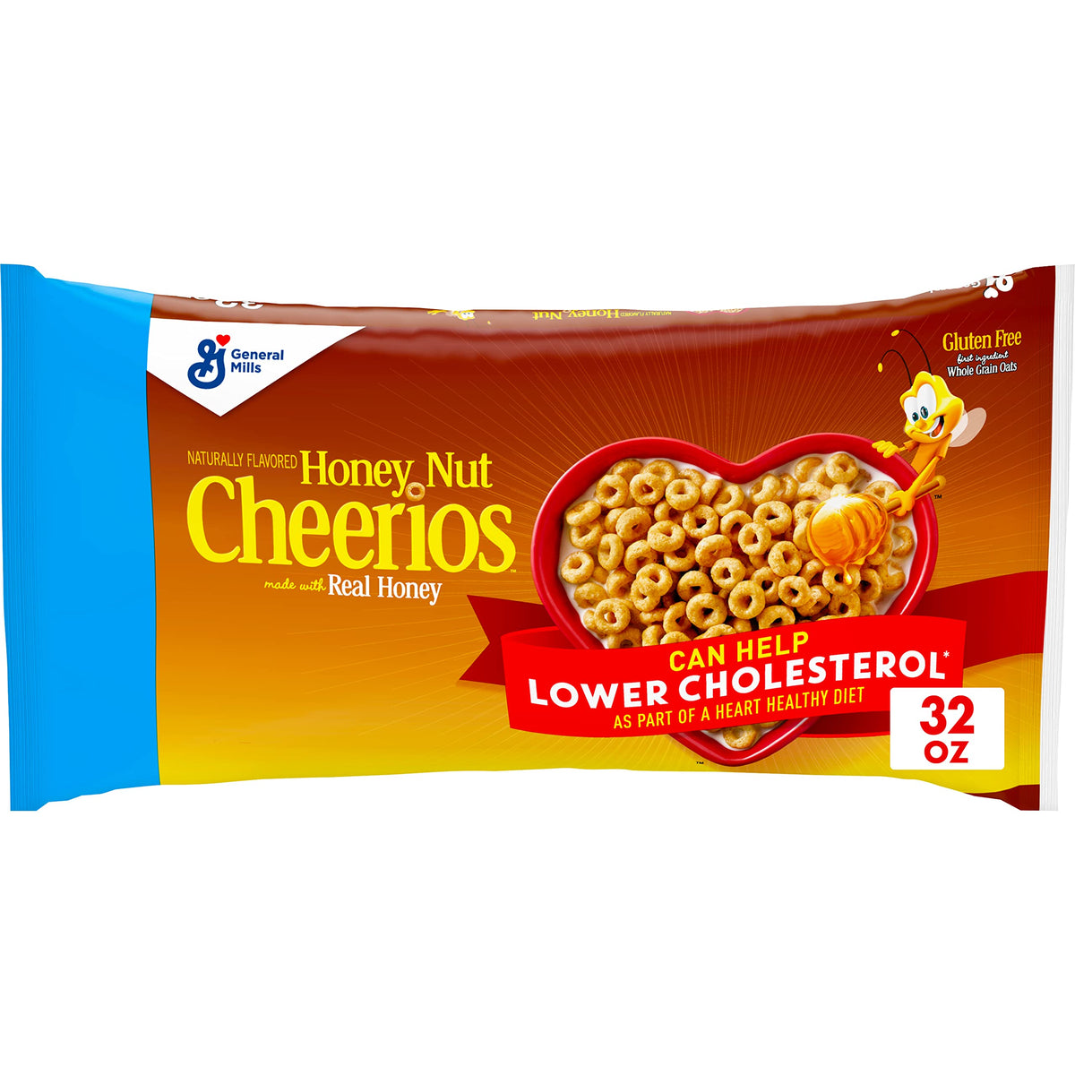 Cheerios Honey Nut cereal bowl with milk for a quick heart-healthy breakfast