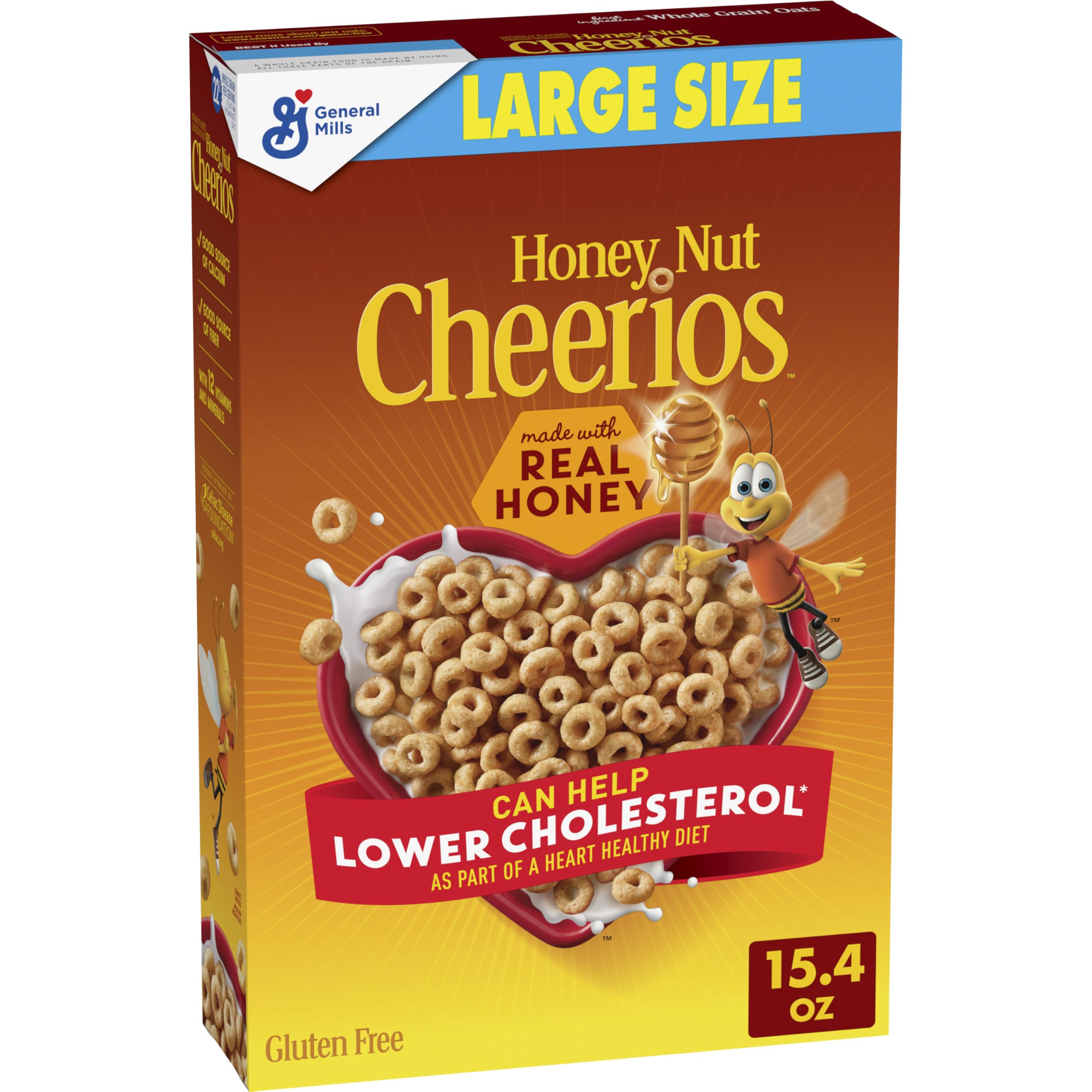 Cheerios Honey Nut Heart Shapes box with affirmations for family mornings.
