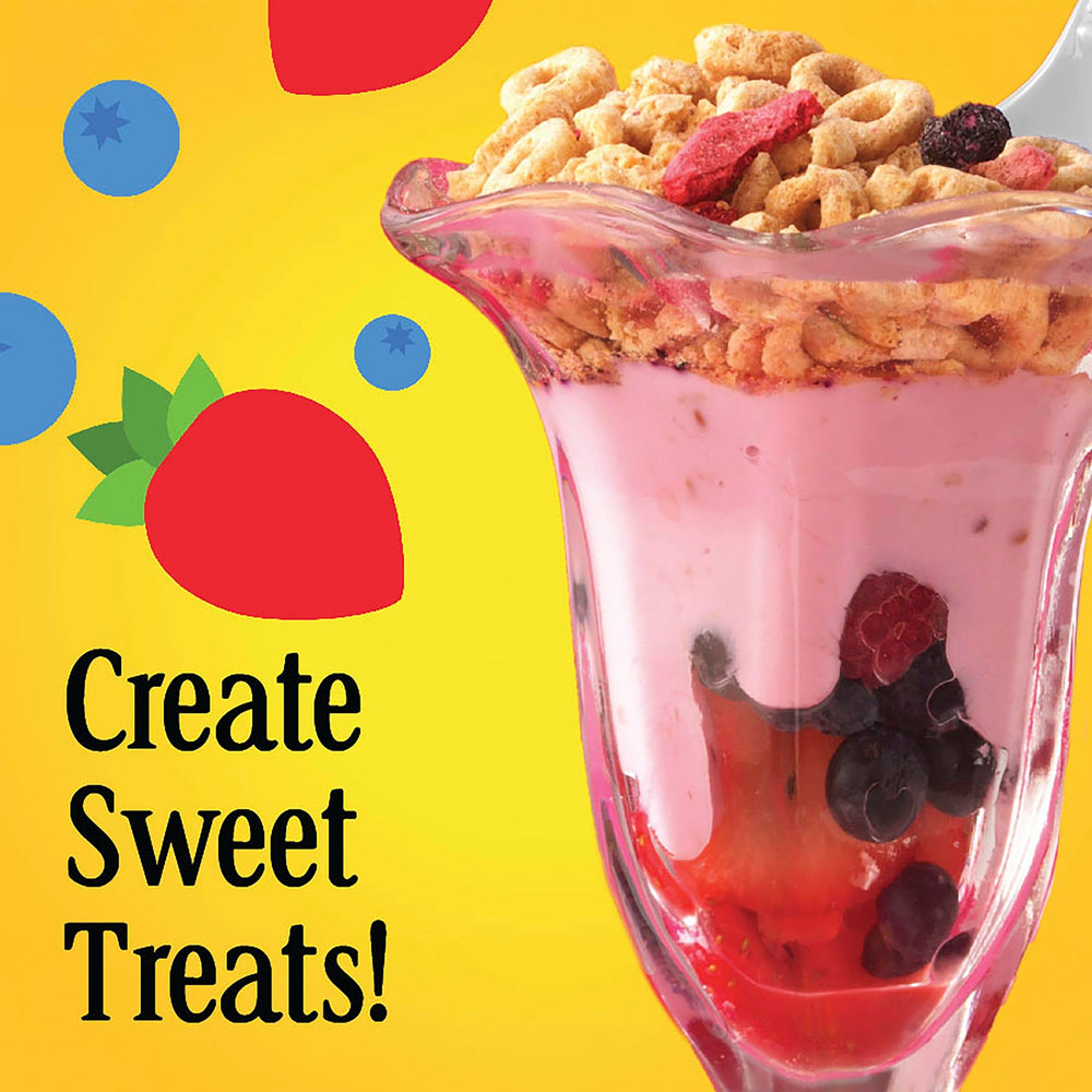 Cheerios Very Berry gluten-free label close-up, no artificial flavors or colors.