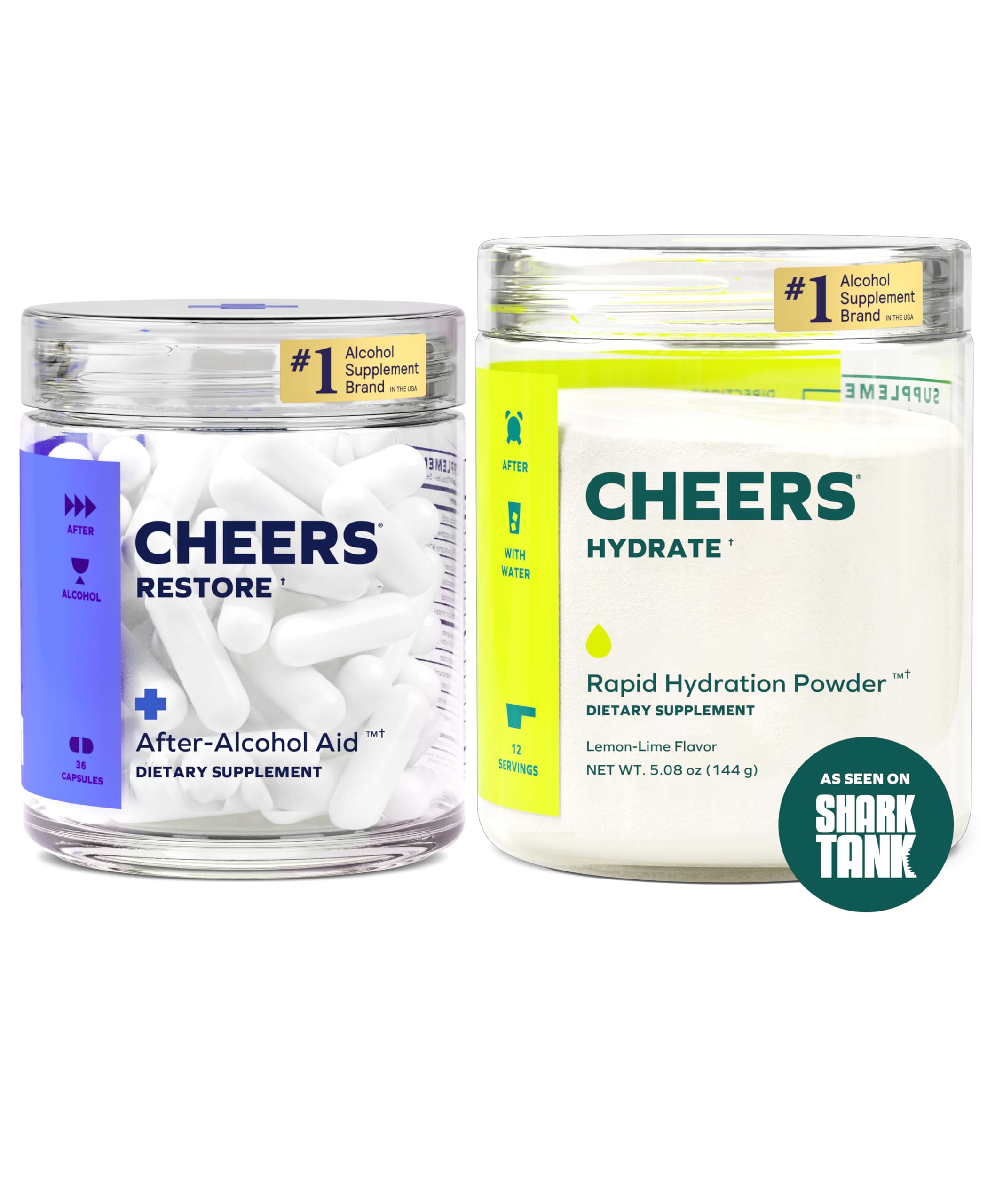 Cheers Classic Combo Restore pills bottle supports calmer mornings after drinking