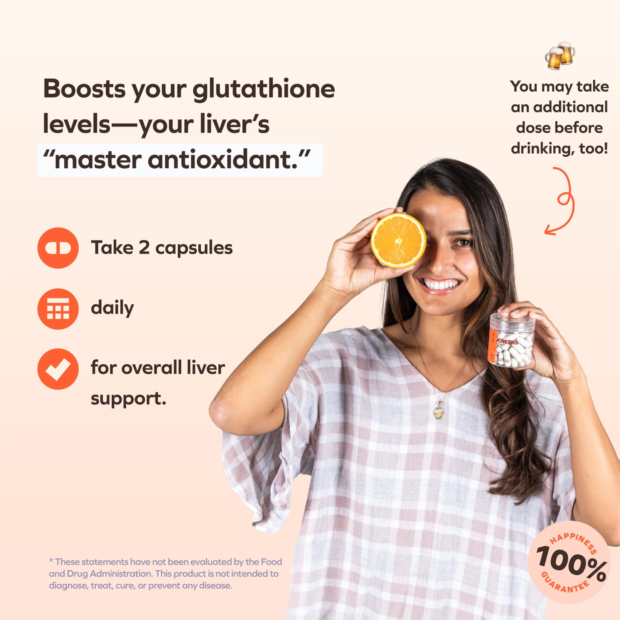 Cheers Protect capsules inside bottle emphasize convenient daily dosing for immune support and detox-friendly habits.
