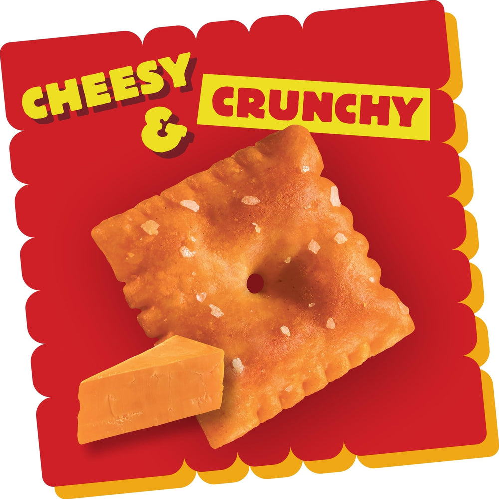 Cheez-It Extra Toasty bag view emphasizes 40 individually wrapped pouches.