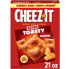 Cheez-It Extra Toasty cracker with a crisp bite for savory snacking.