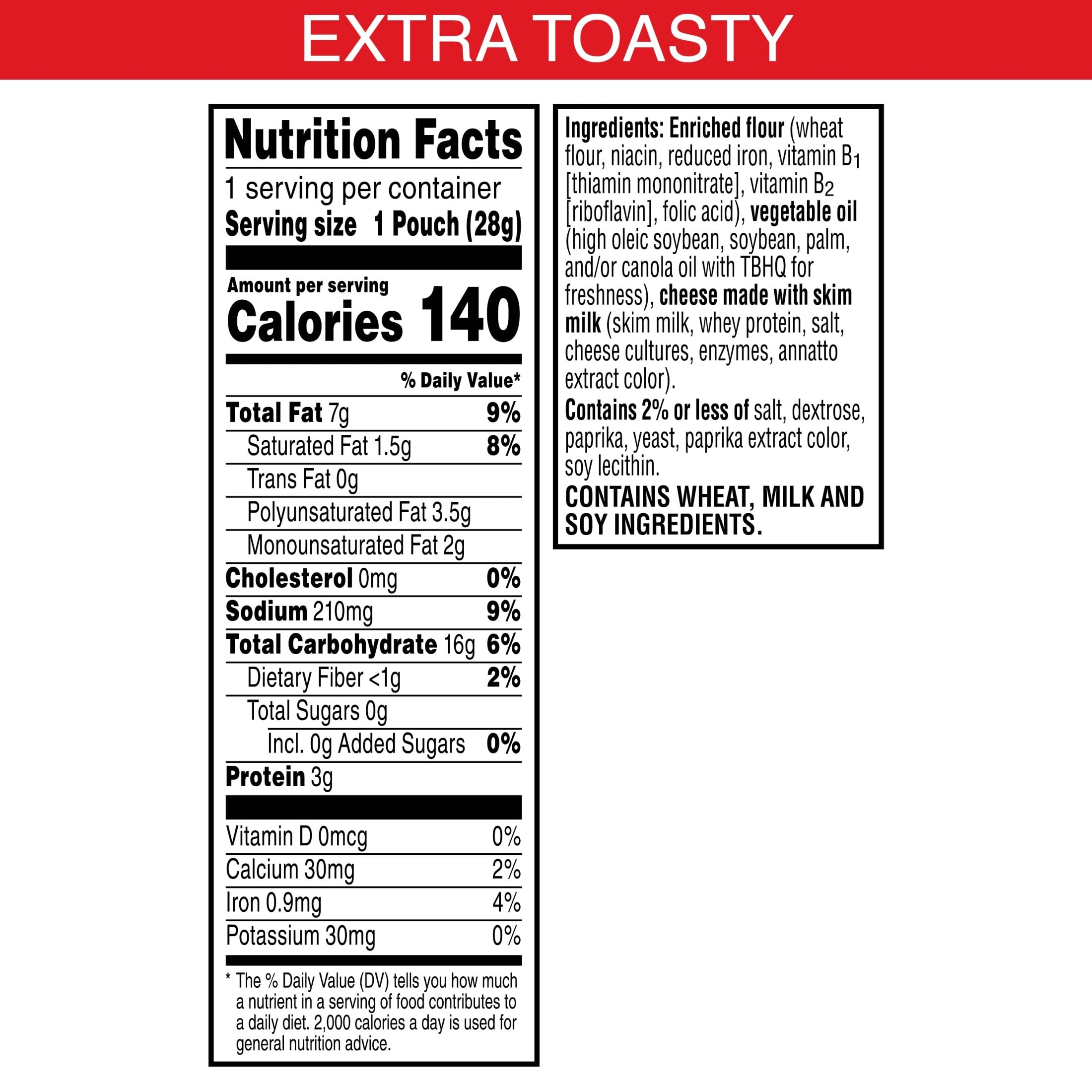 Cheez-It Extra Toasty close-up shows 100% real cheese for bold flavor.