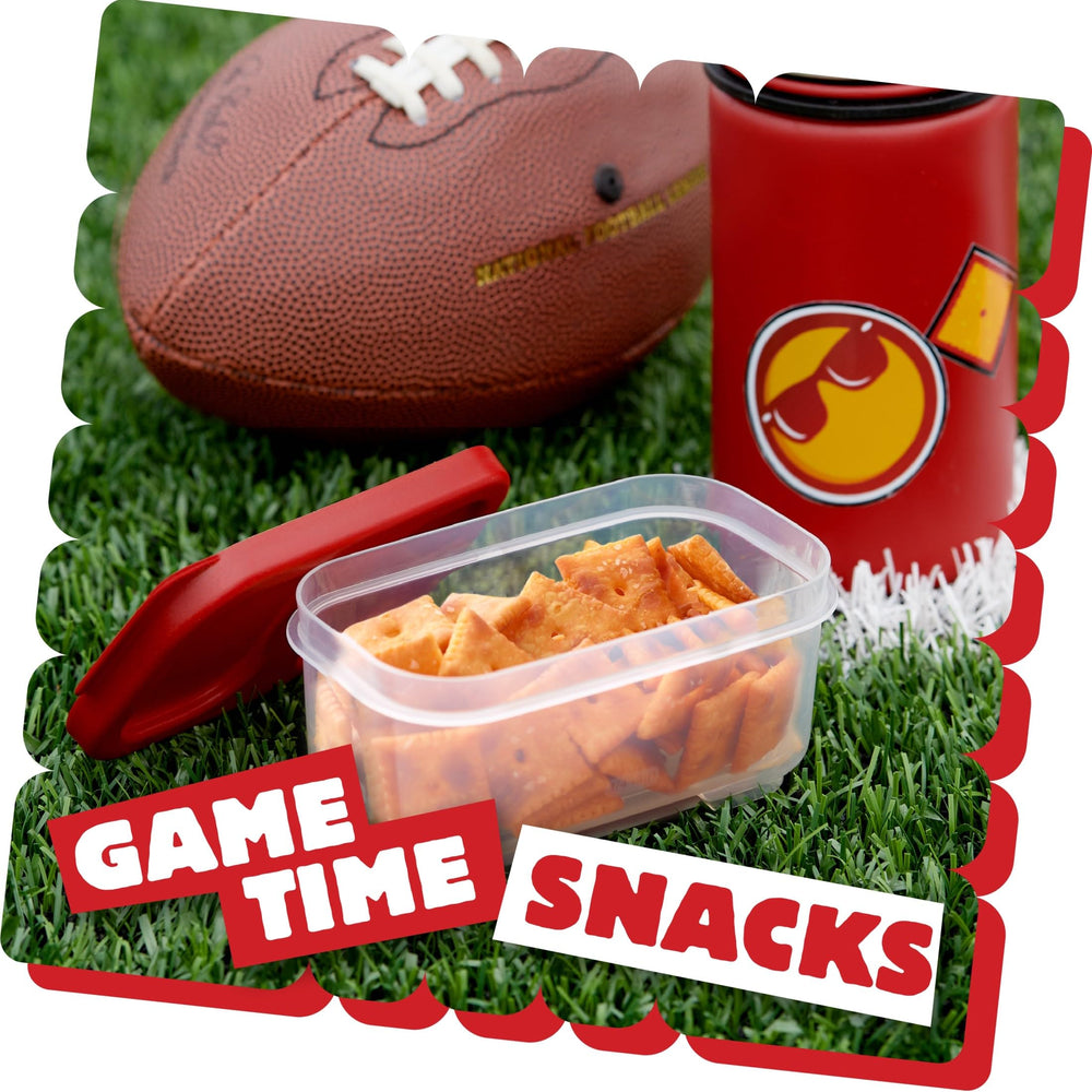Cheez-It Extra Toasty crackers in a picnic setup, outdoor snack option.
