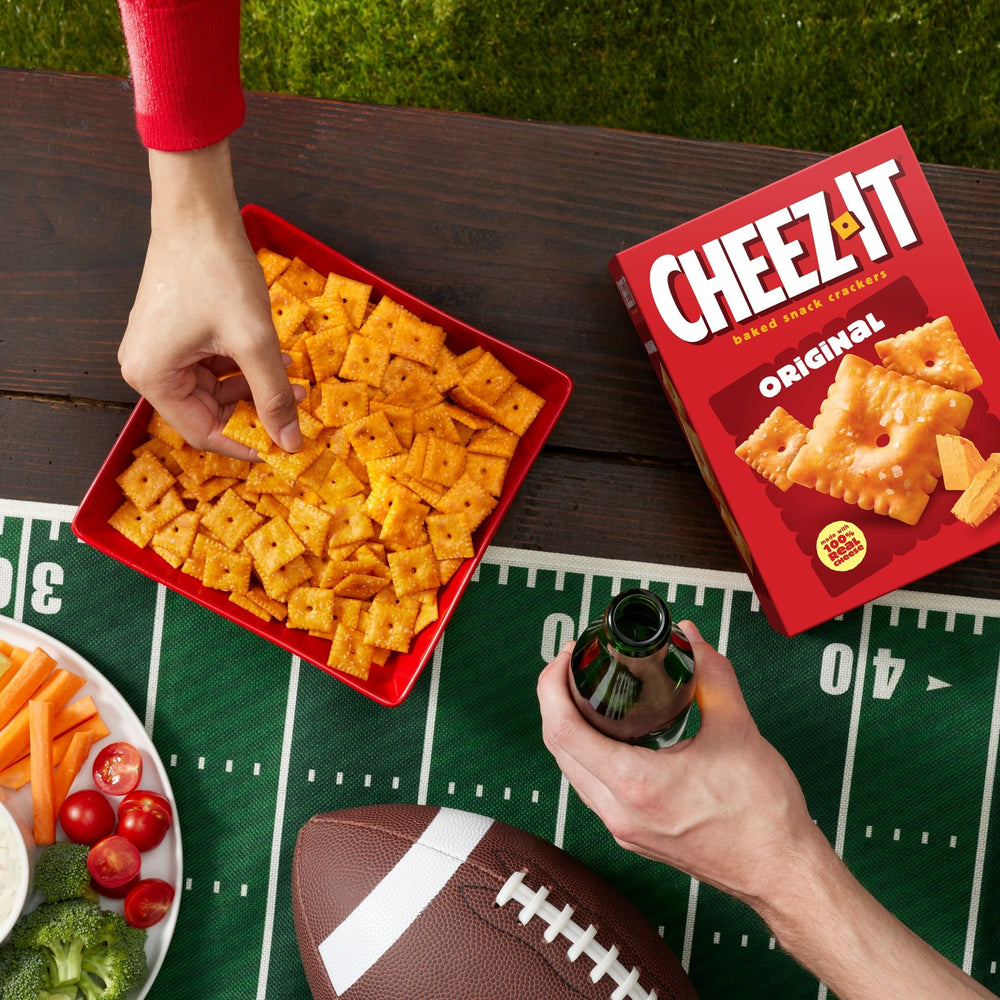 Cheez-It game night spread with crackers and dips
